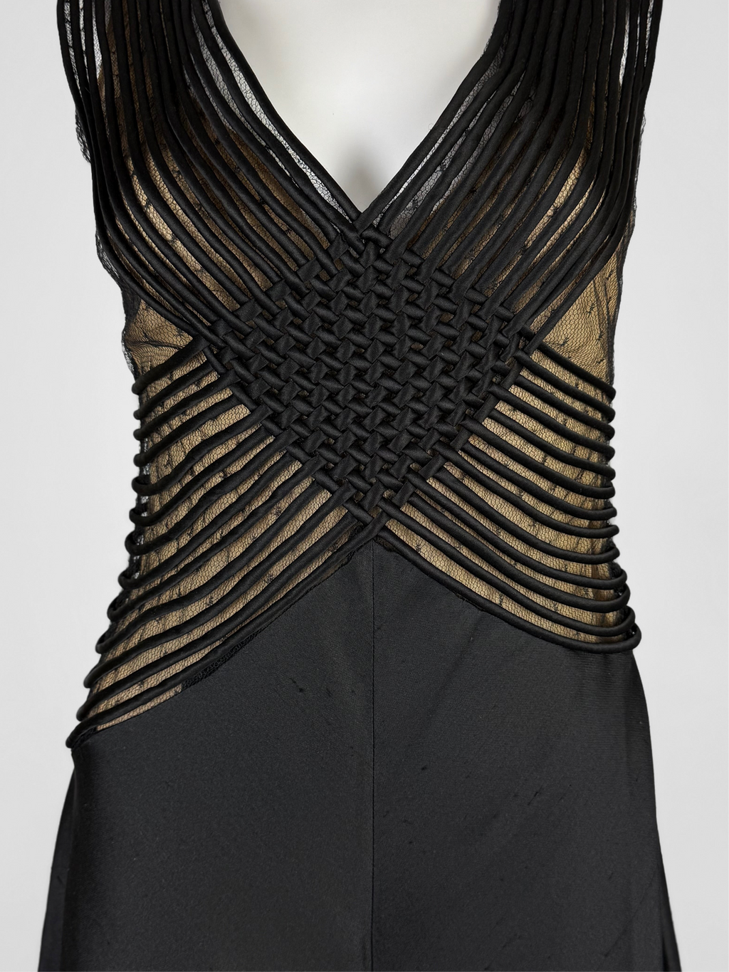 Valentino Black Lattice Evening Gown, SS 1999