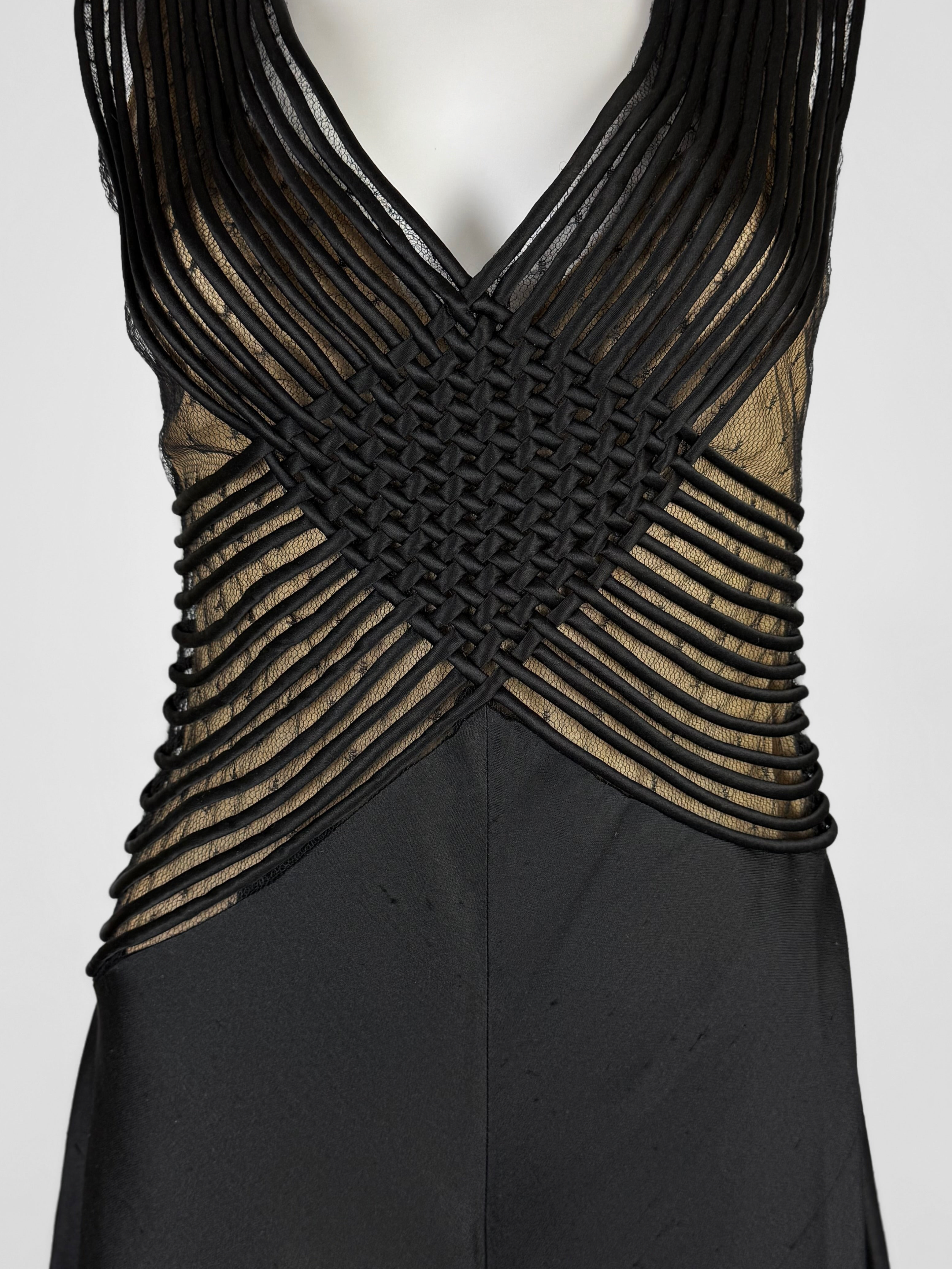 Valentino Black Lattice Evening Gown, SS 1999
