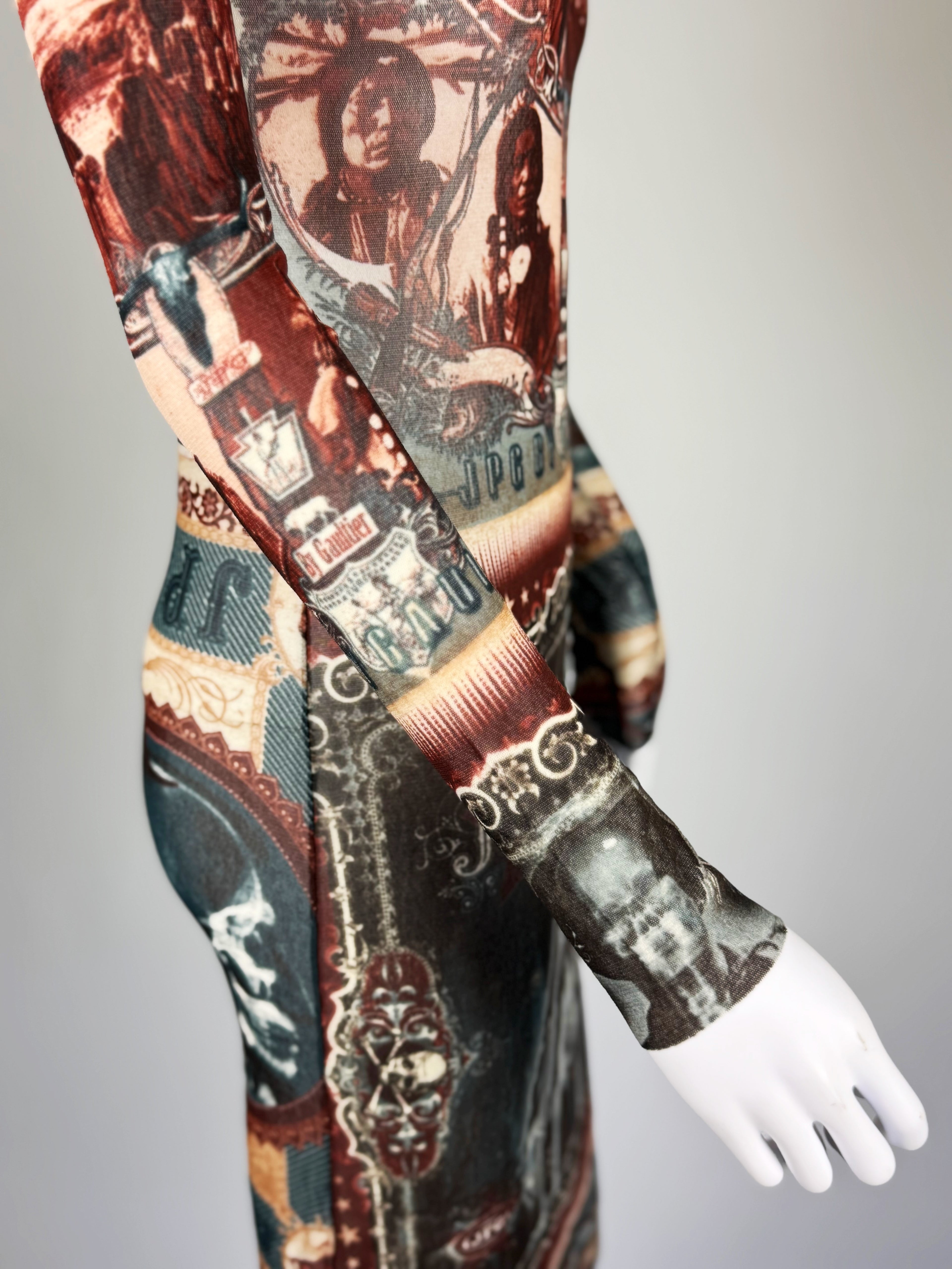 Jean Paul Gaultier Graphic Mesh Dress, c. Early 2000s