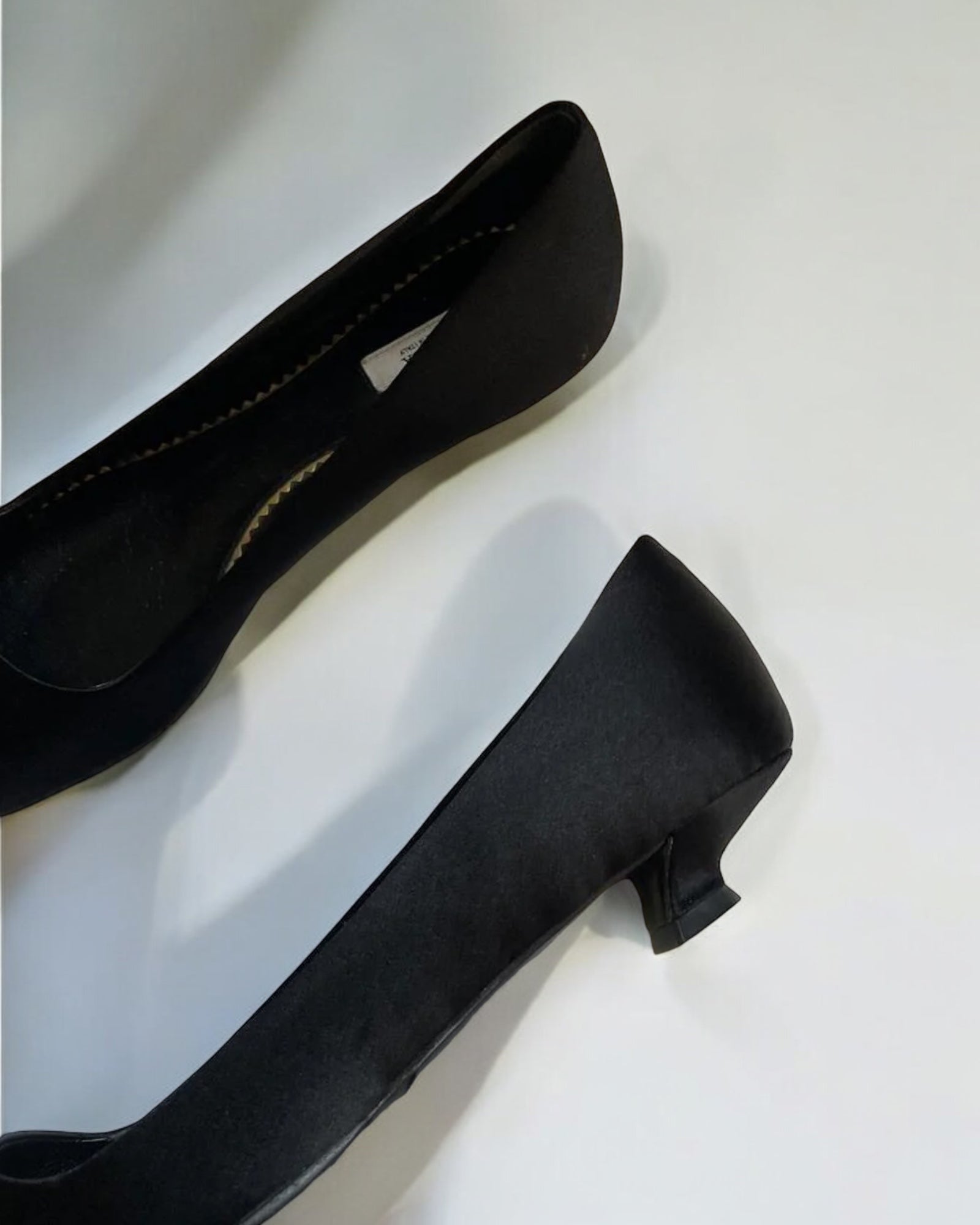 Prada Square Toe Black Satin Kitten Heels