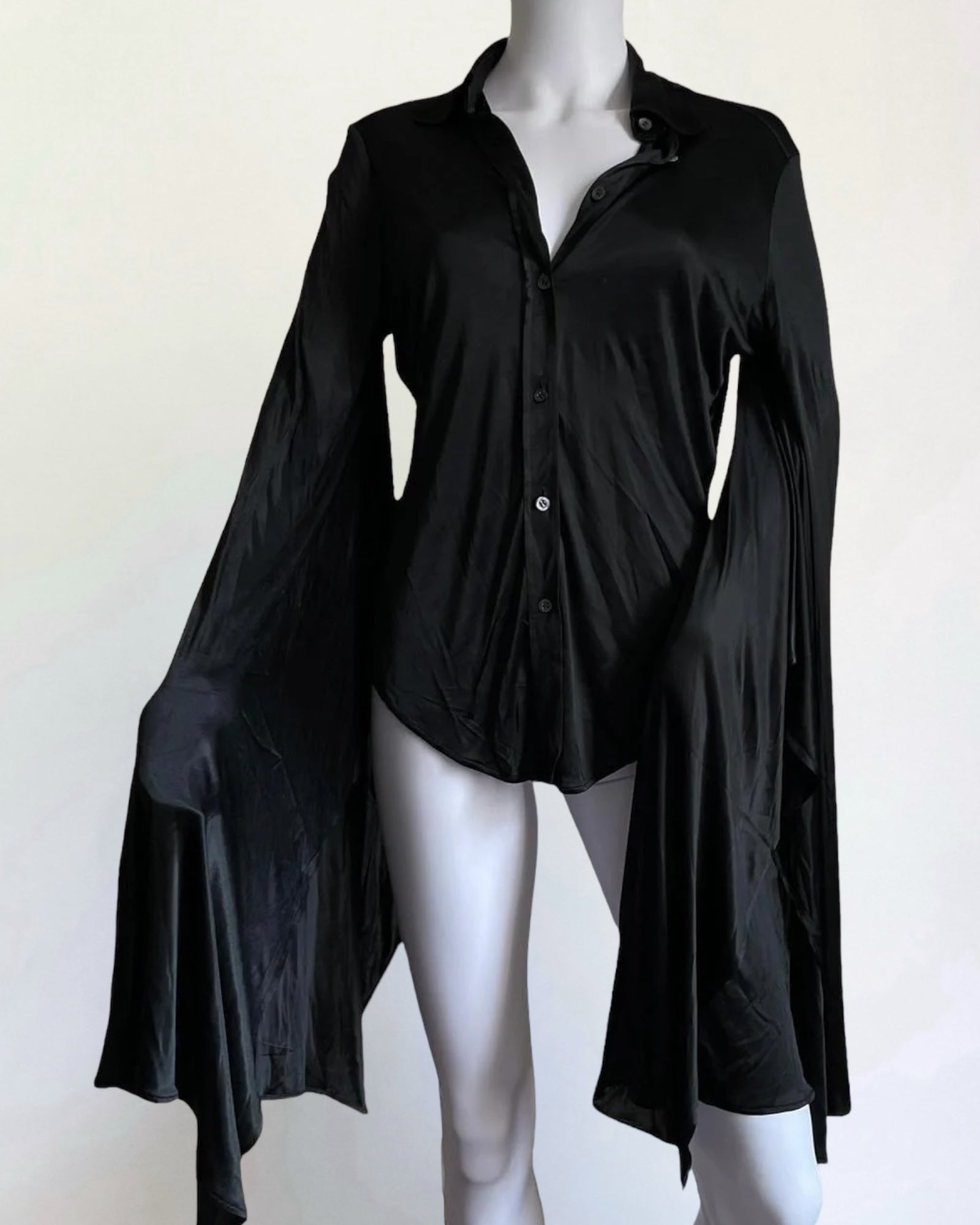 Gucci by Tom Ford Black Angel Sleeve Blouse, 2003