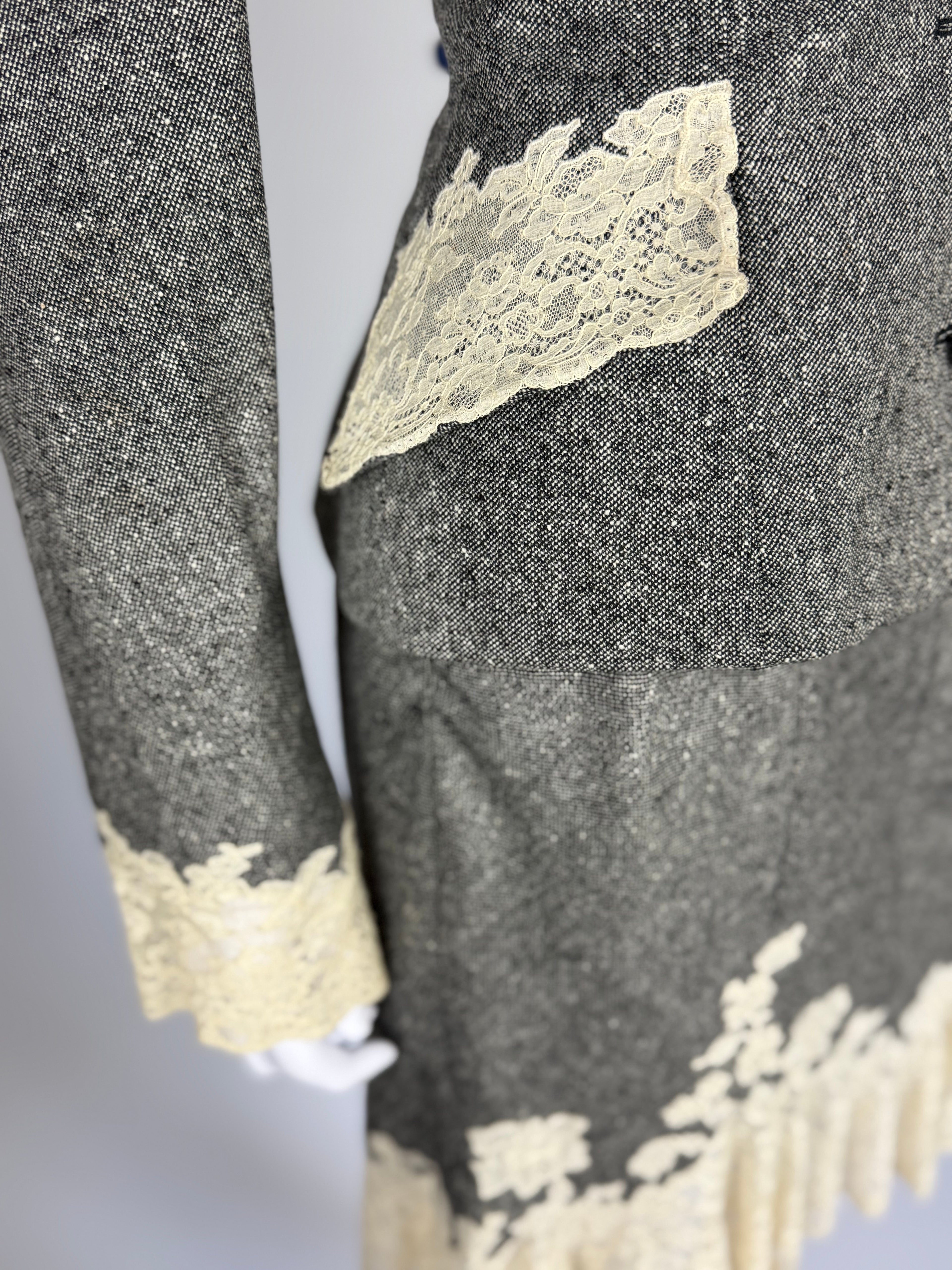 Christian Dior by John Galliano Wool & Lace Slip Dress Ensemble, FW 1998