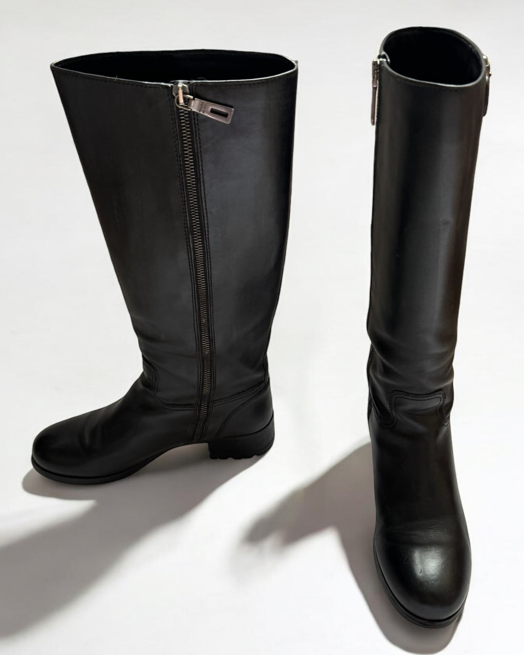 Prada Sport Black Leather Knee High Boots, c. 2000s