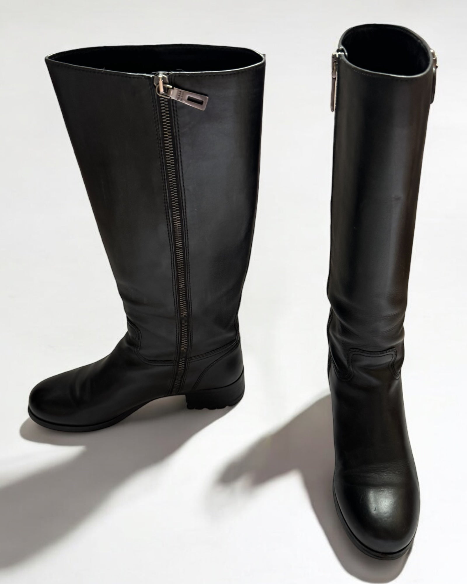 Prada Sport Black Leather Knee High Boots, c. 2000s