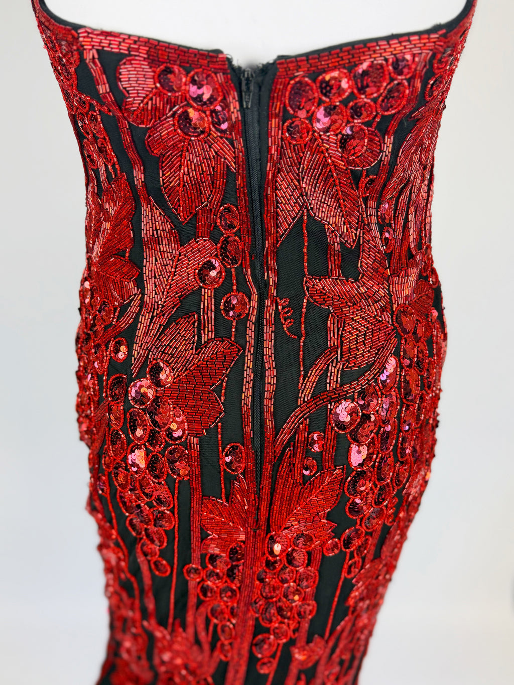 Bob Mackie Red Sequin Grapevine Dress, SS 1989