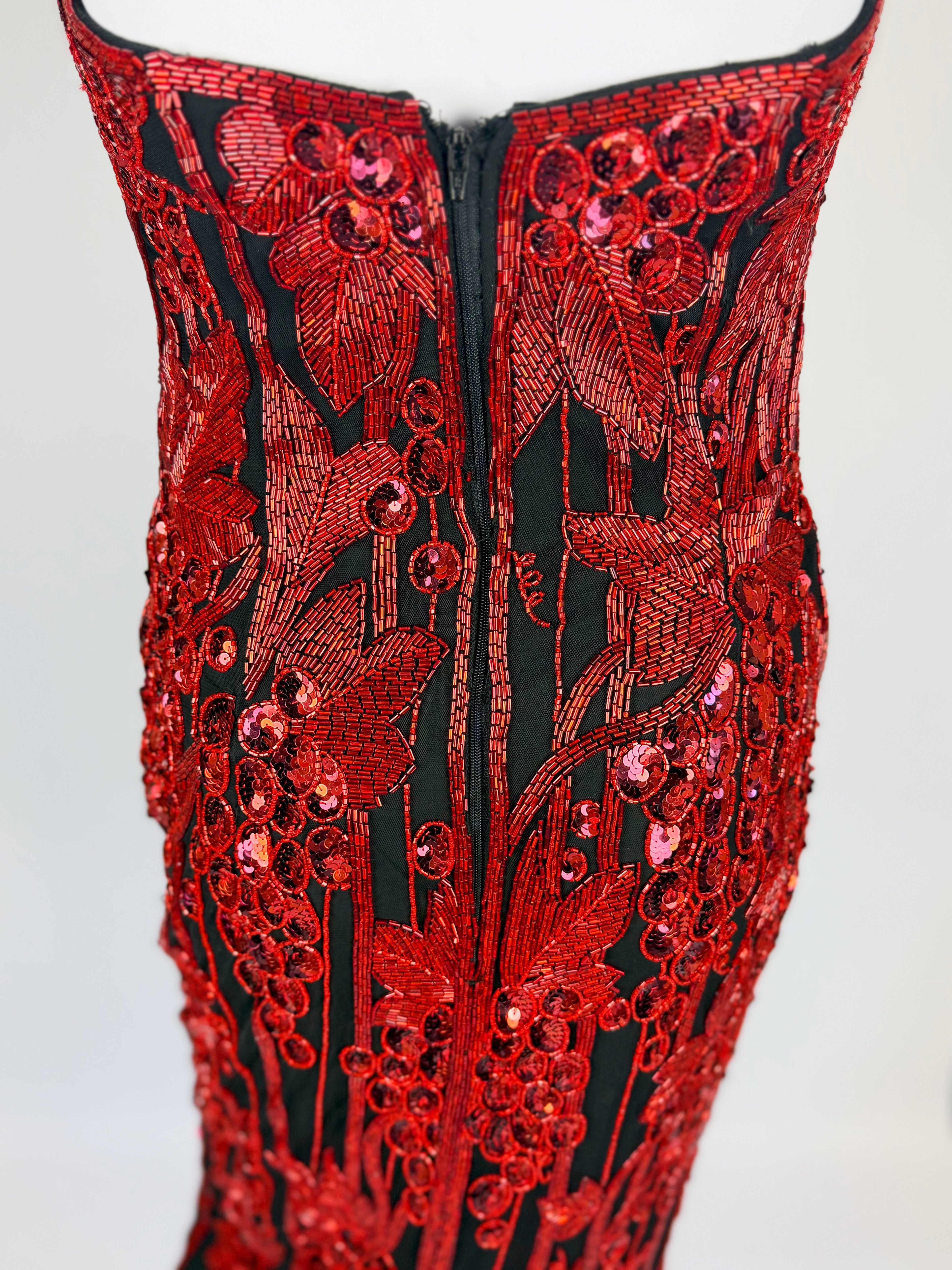 Bob Mackie Red Sequin Grapevine Dress, SS 1989