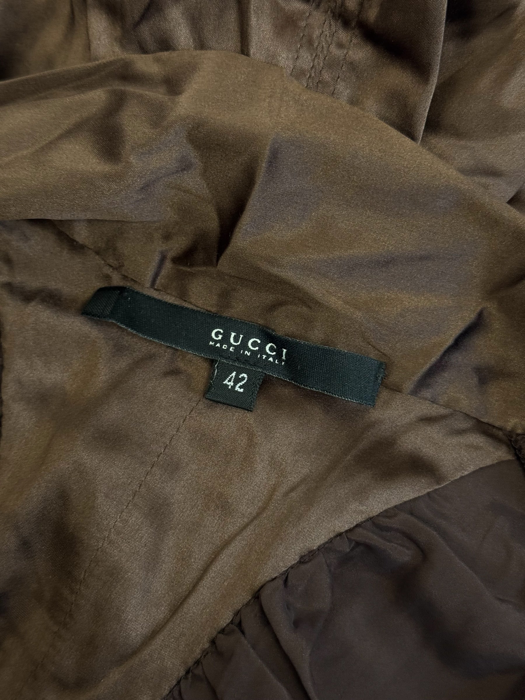 Gucci by Tom Ford Brown Silk Bow Dress, FW 2003