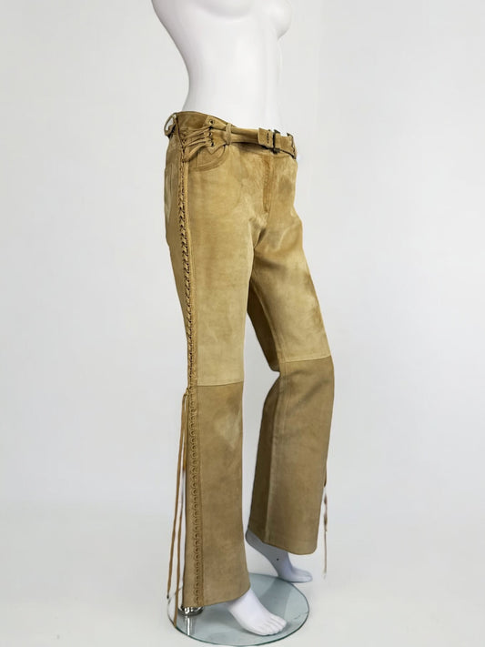 Christian Dior by John Galliano Lace Up Suede Trousers, FW 2002