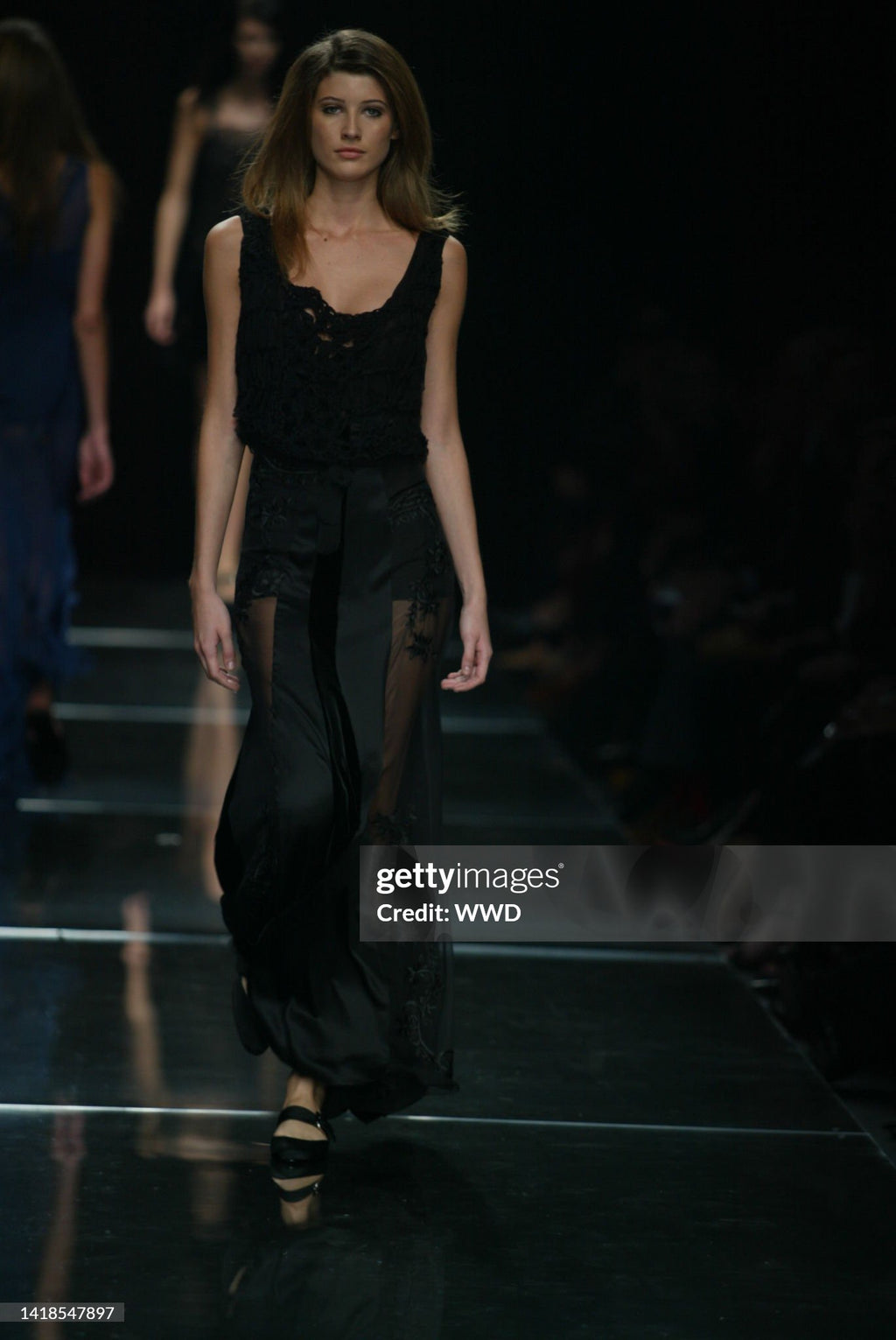 Alberta Ferretti Black Silk and Velvet Gown, SS 2003