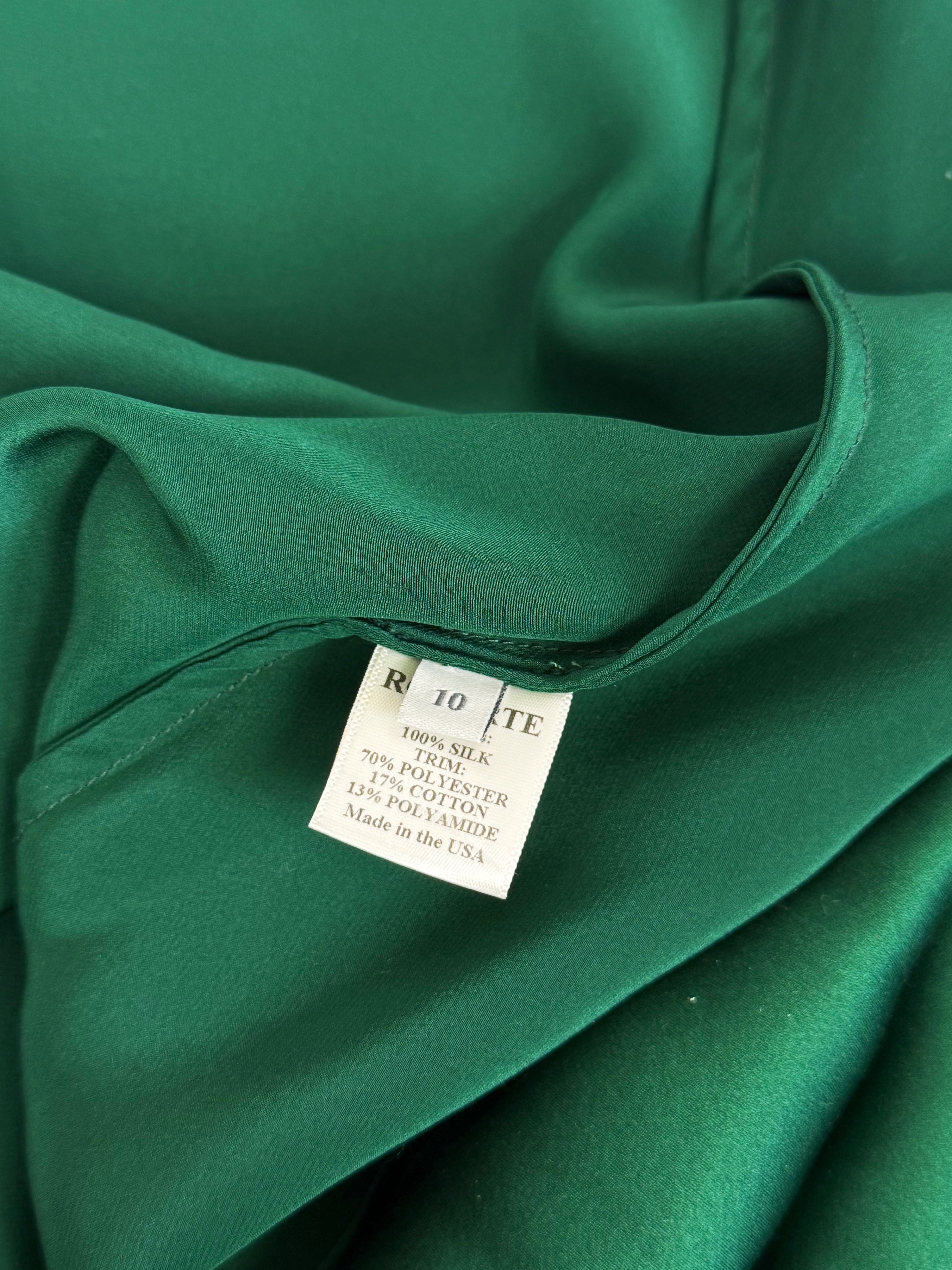 Rodarte Lace-Trimmed Emerald Green Silk Dress, SS 2024