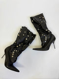 Dolce & Gabbana Black Leather Button Stud Boots, SS 2003