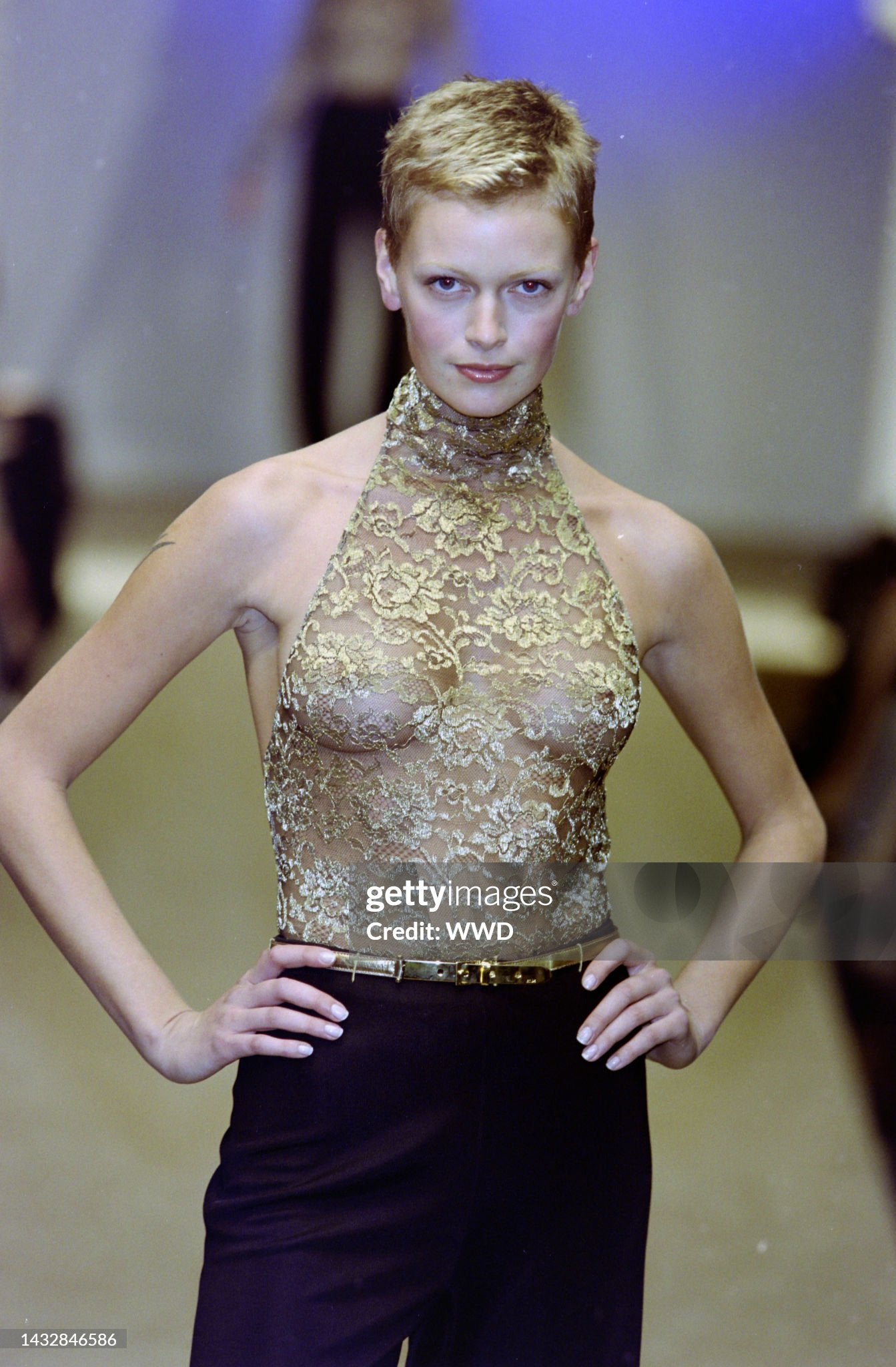 Ralph Lauren Gold Lace Gown, FW 1996