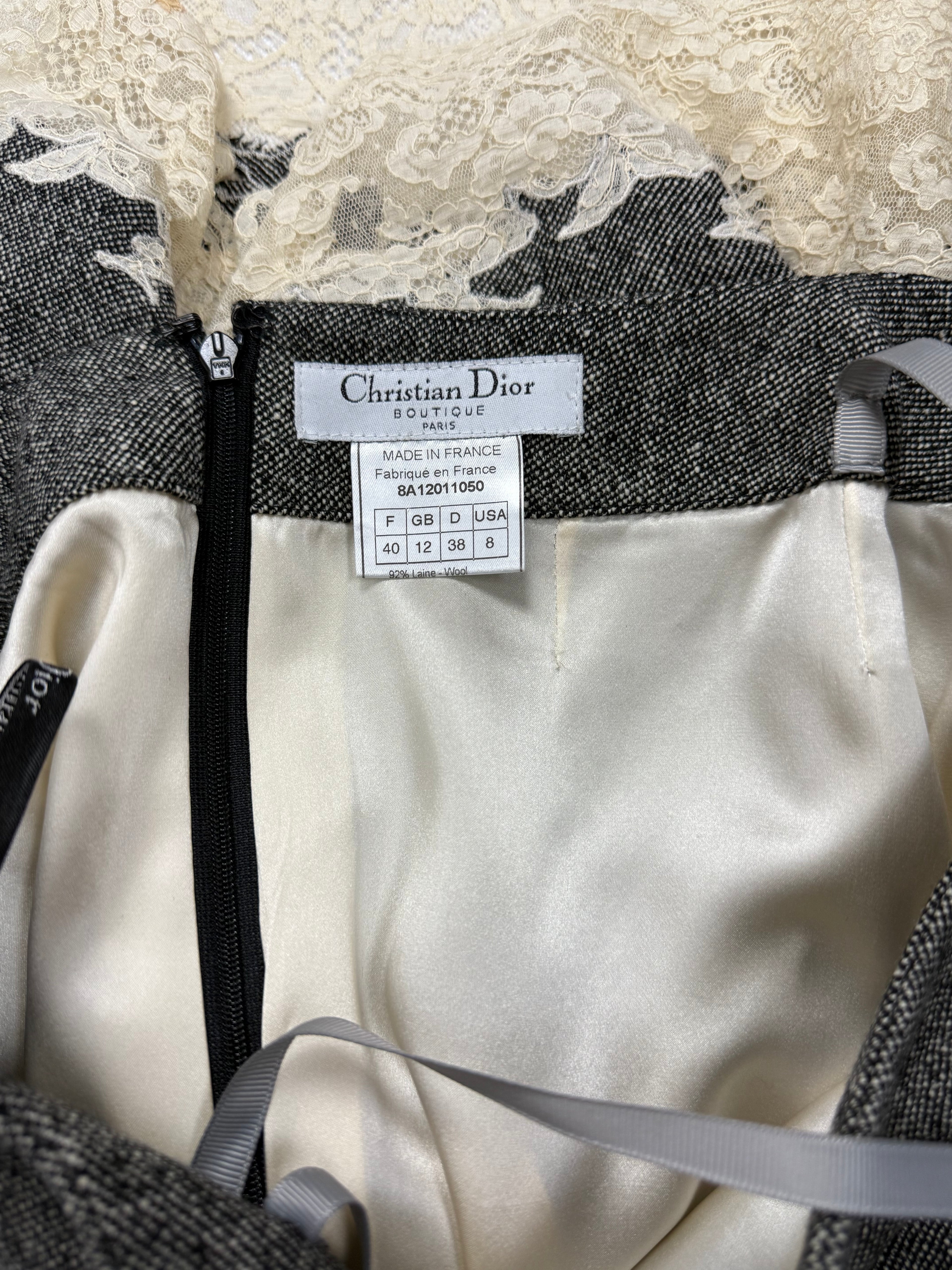 Christian Dior by John Galliano Wool & Lace Slip Dress Ensemble, FW 1998