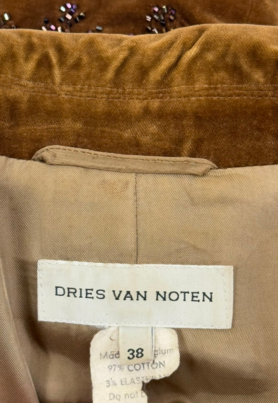 Dries Van Noten Brown Velvet Beaded Blazer, FW 1999