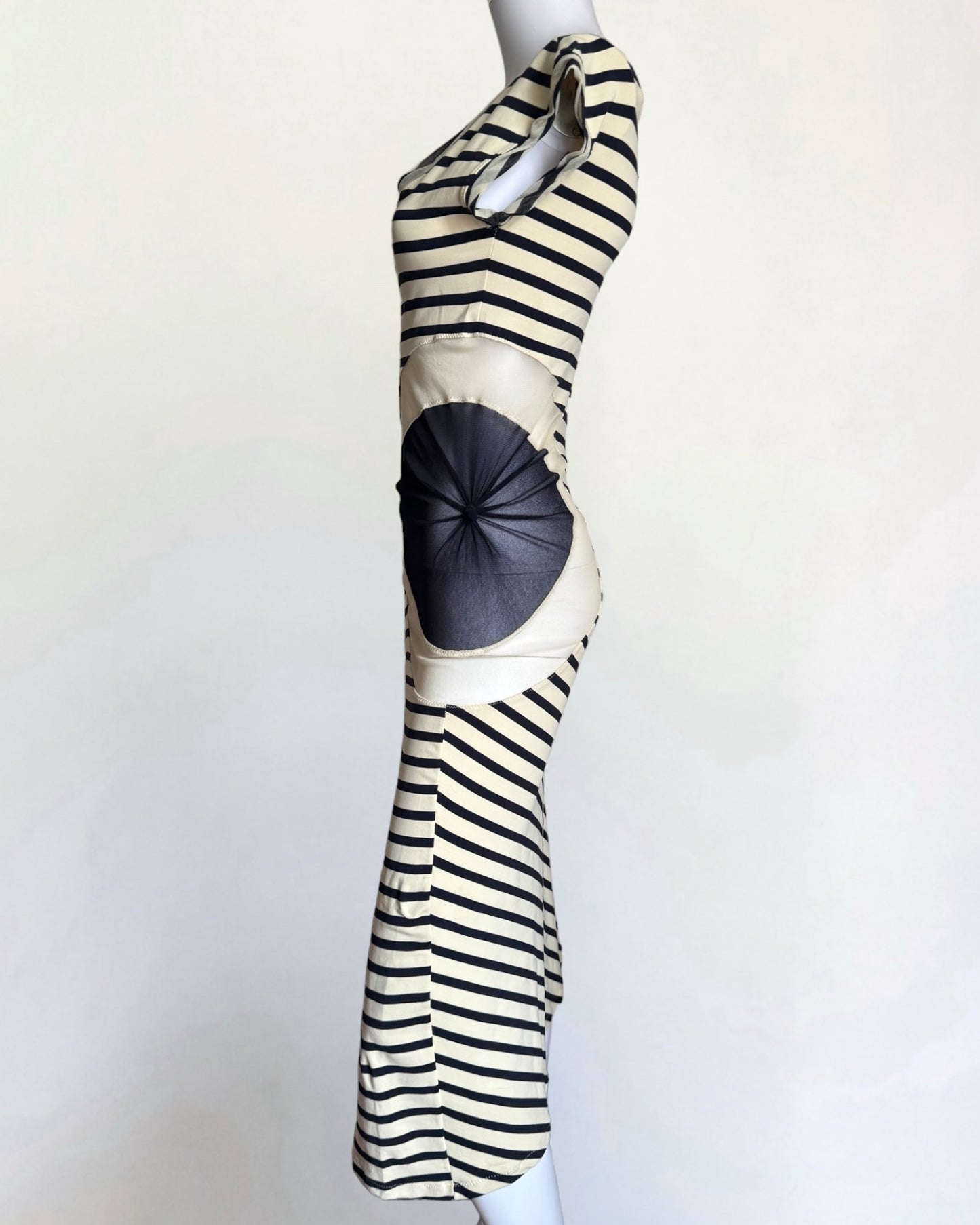 Jean Paul Gaultier Soleil Stripe Mesh Insert Dress, 2001