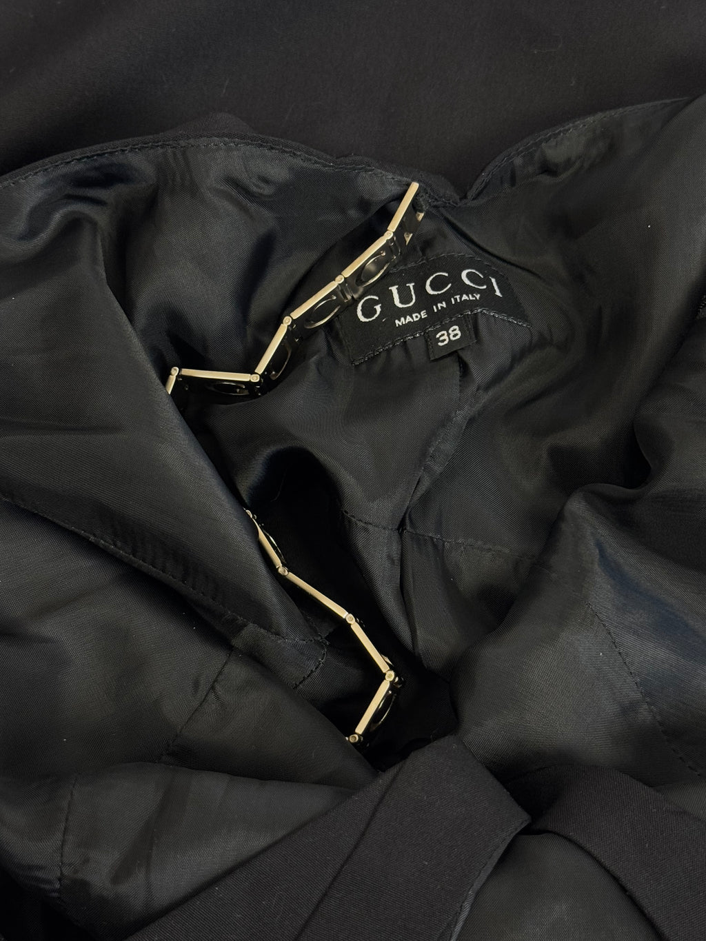 Gucci by Tom Ford Metal Chain Logo Back Mini Dress, 1996