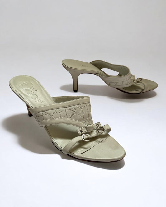 Christian Dior by John Galliano White Leather Cannage Sandals, c. 2000s