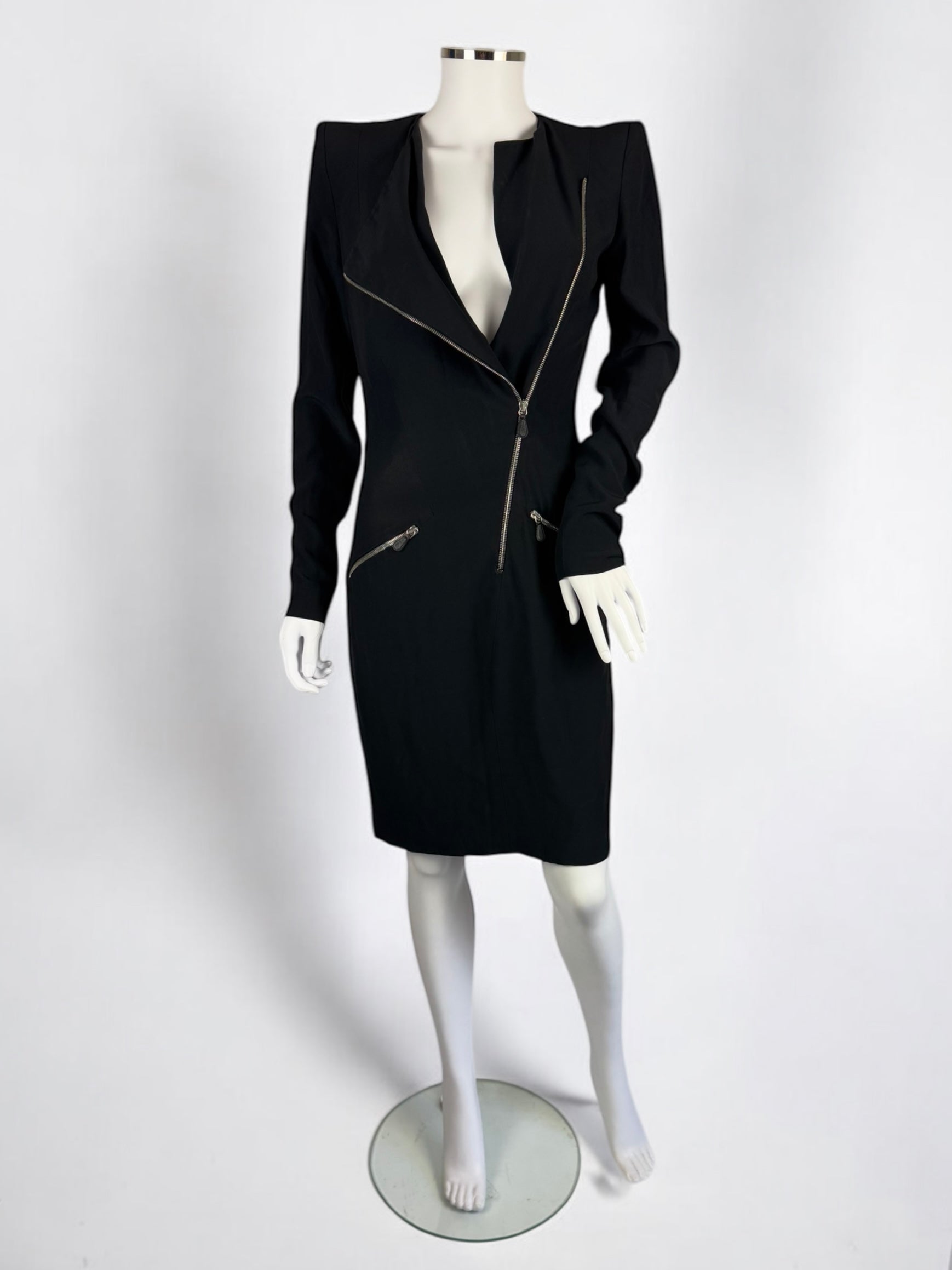 Alexander McQueen Black Zip Mini Dress, Resort 2010