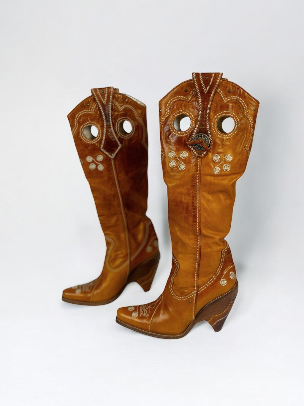 Christian Dior by John Galliano Tan Leather Cowboy Boots, 2001