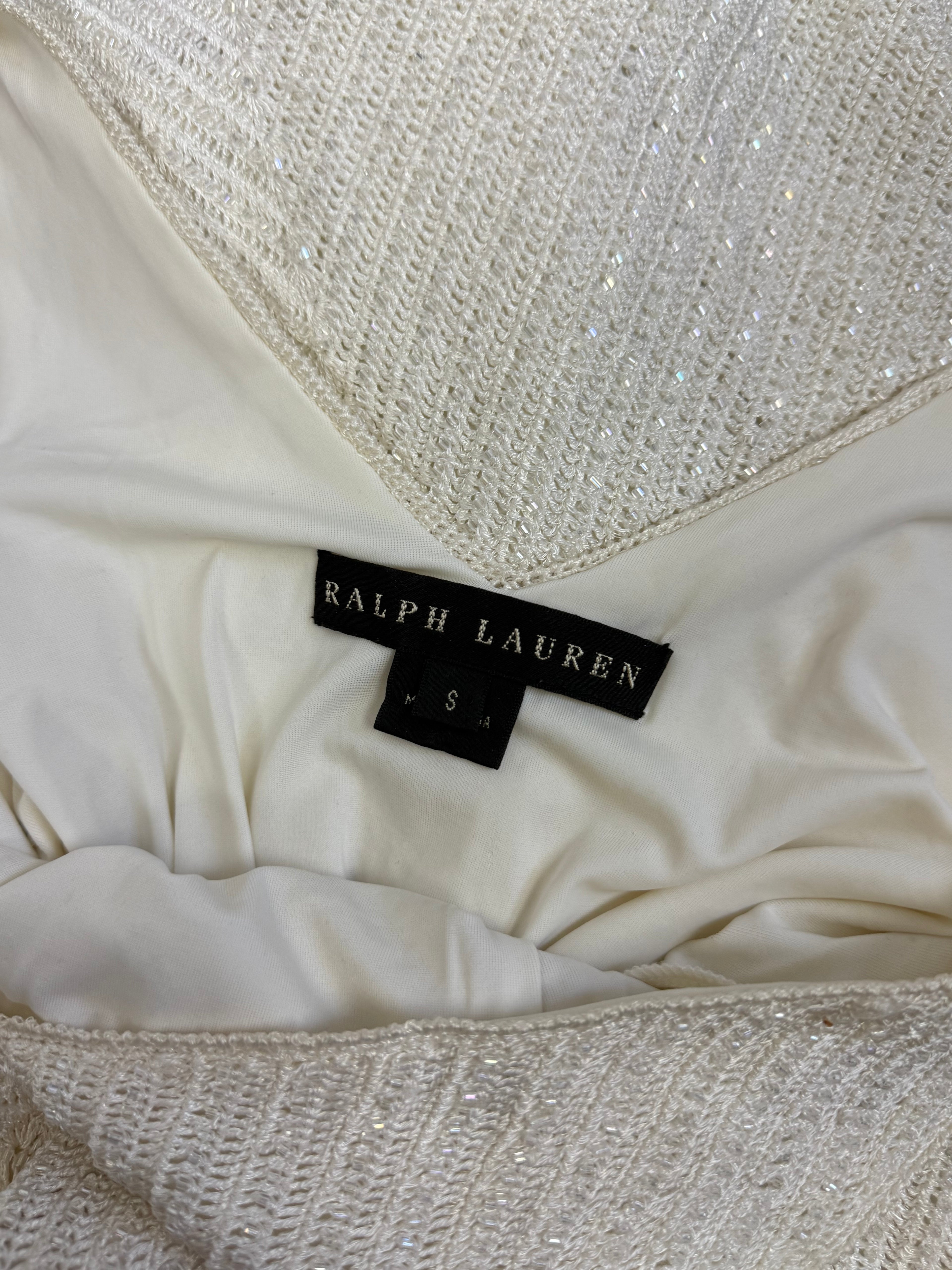 Ralph Lauren Ivory Knit Sequin Gown, c. 2000s