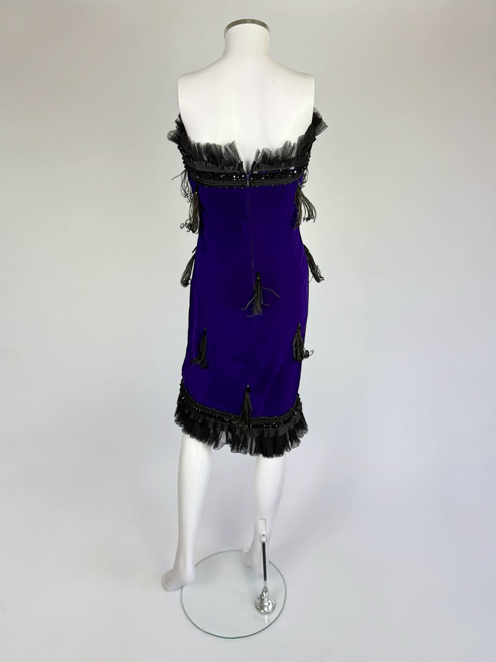 Christian Lacroix Silk Velvet Feather Dress, FW 1988