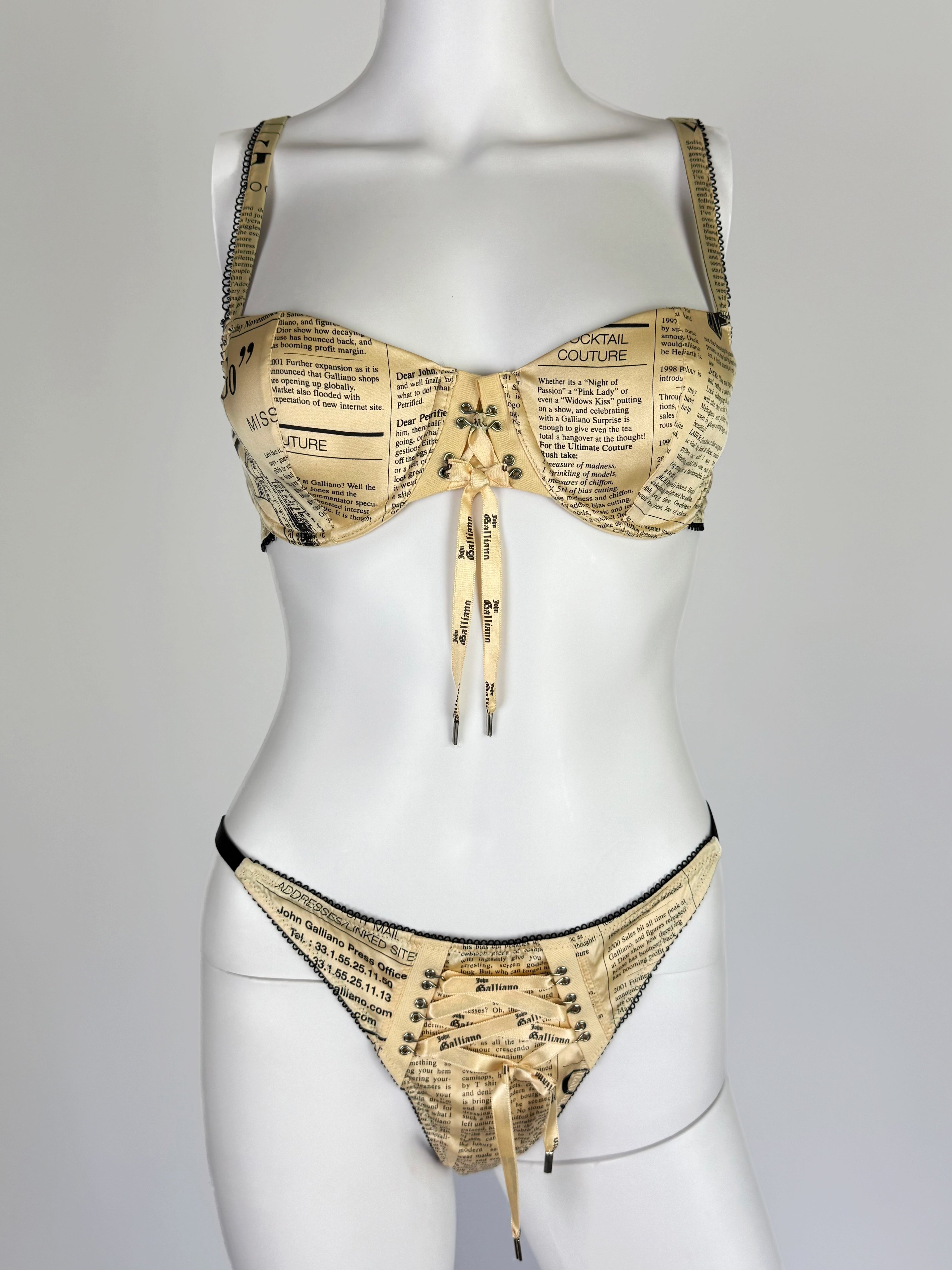 John Galliano Newspaper Silk Lingerie Set, 2004