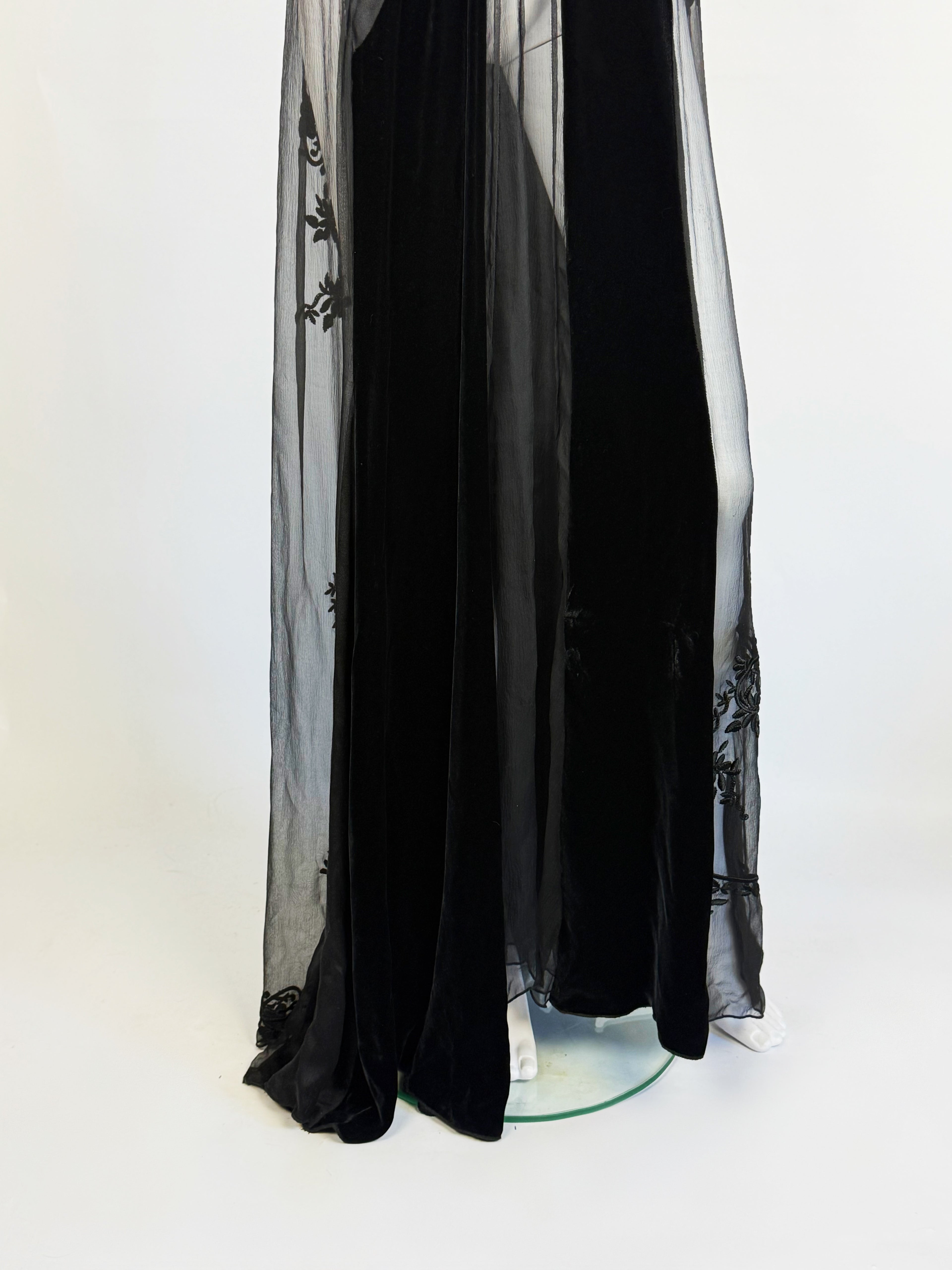 Alberta Ferretti Black Silk and Velvet Gown, SS 2003