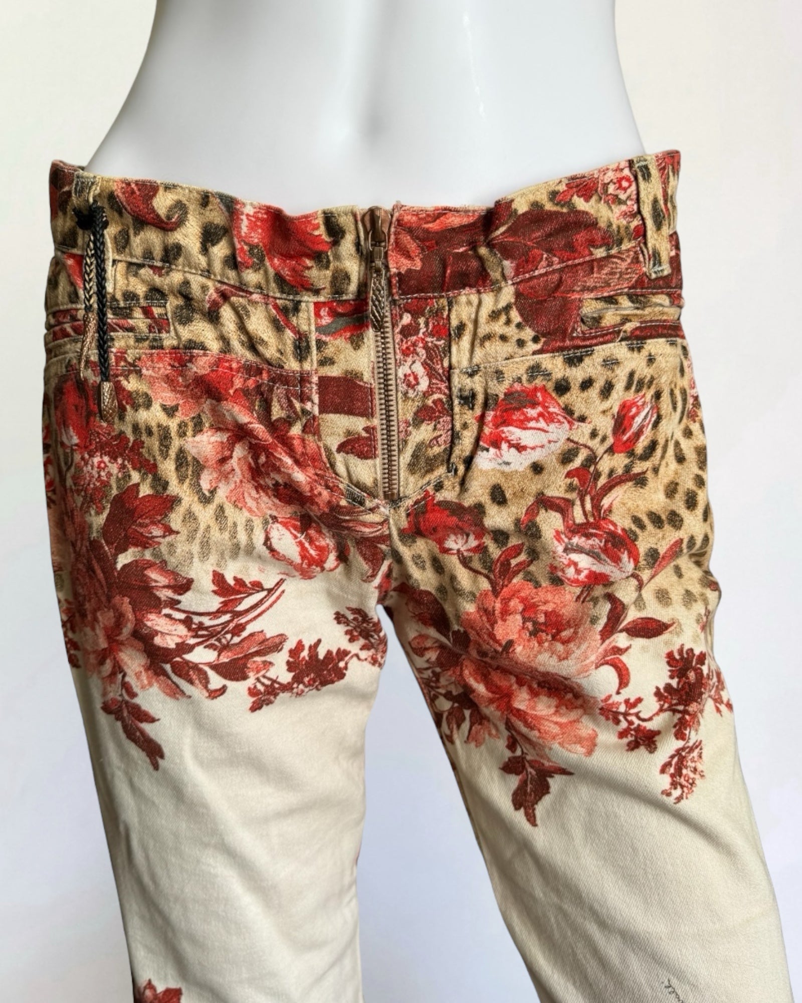 Roberto Cavalli Floral and Leopard Jeans, c. 2000s