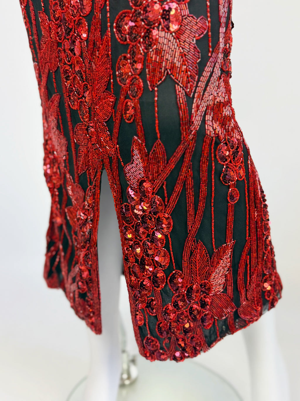 Bob Mackie Red Sequin Grapevine Dress, SS 1989