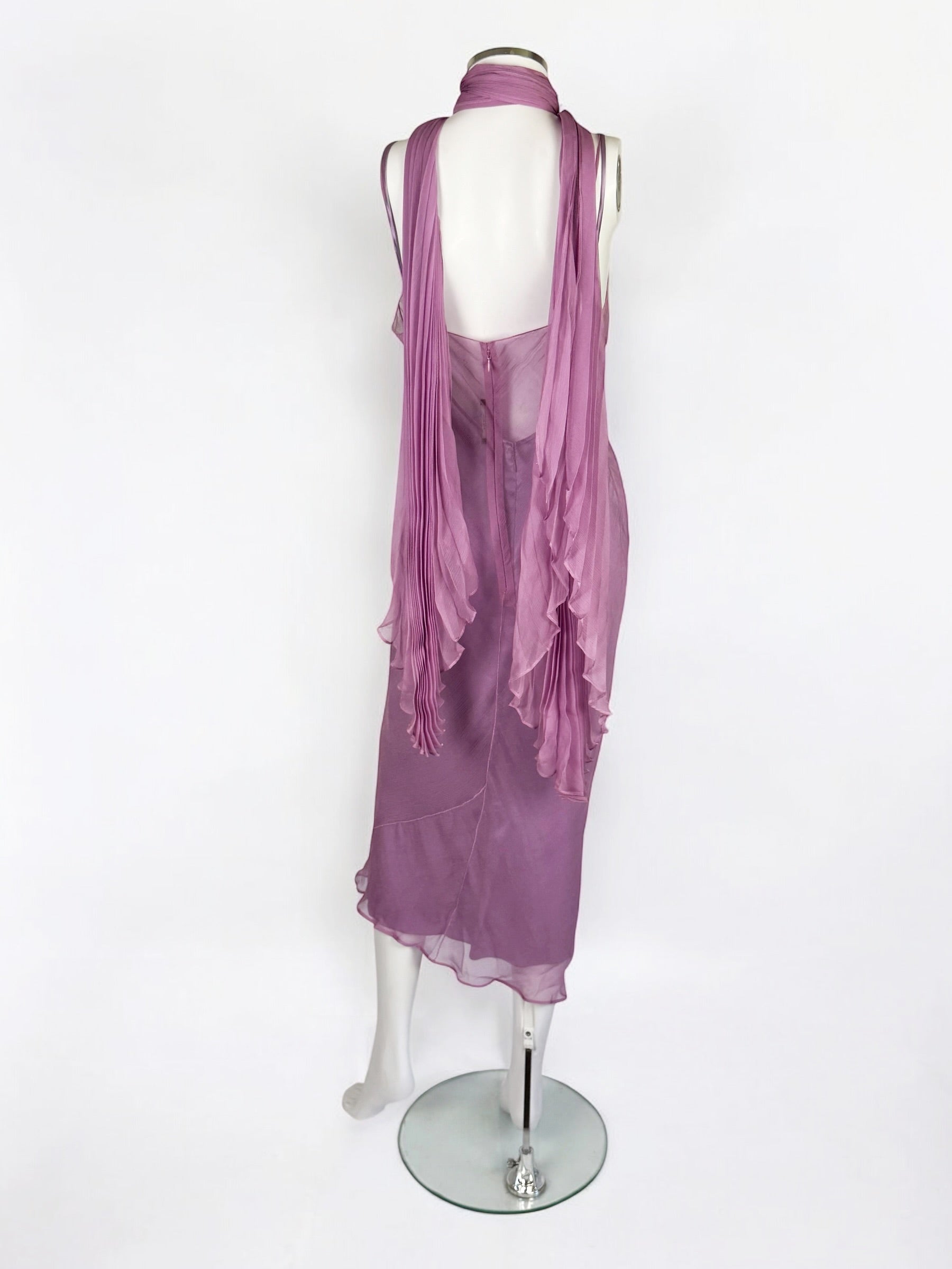 Dolce & Gabbana Lilac Silk Dress with Scarf, FW 2000