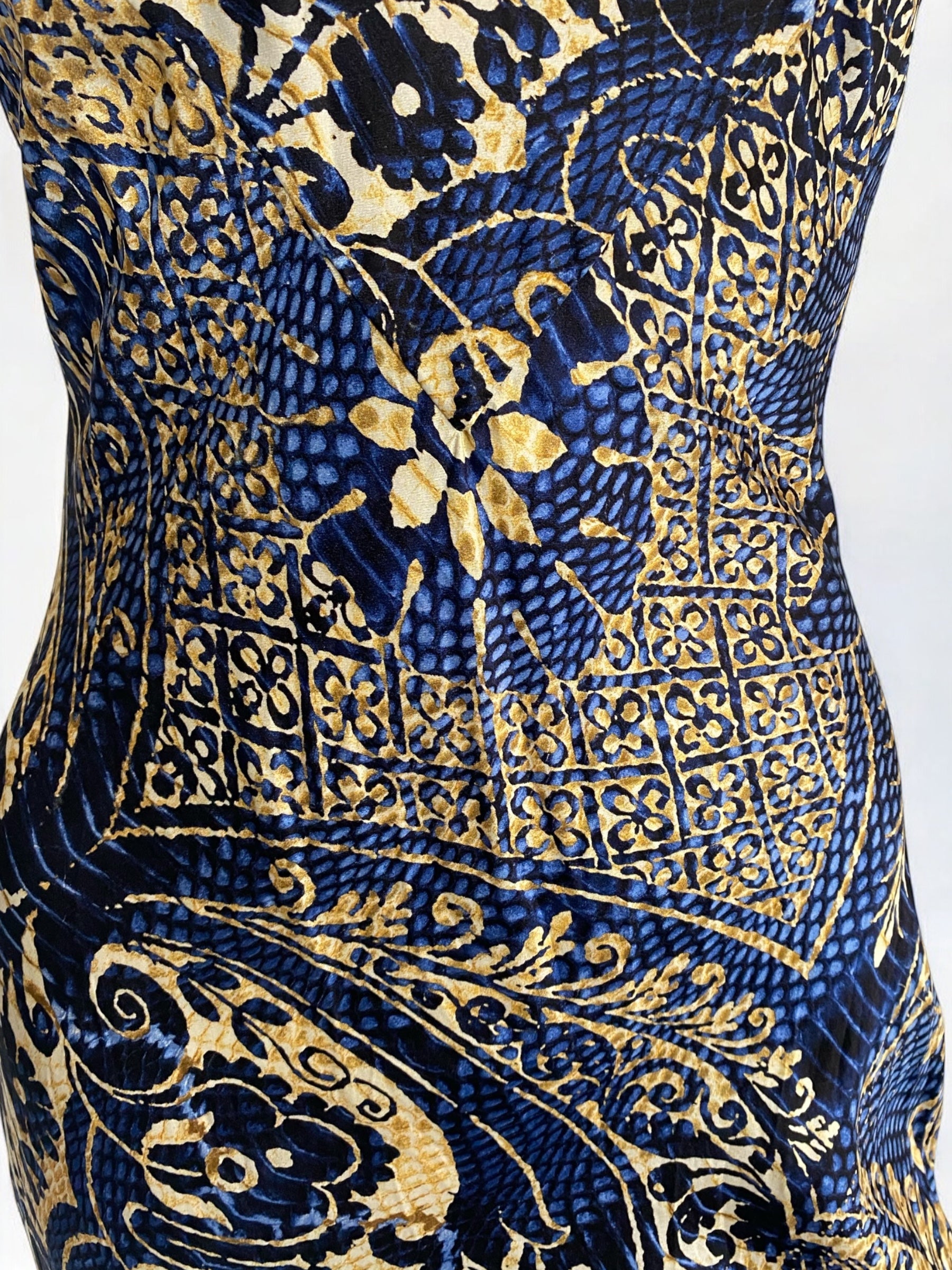 Roberto Cavalli Blue and Gold Silk Gown, 2005