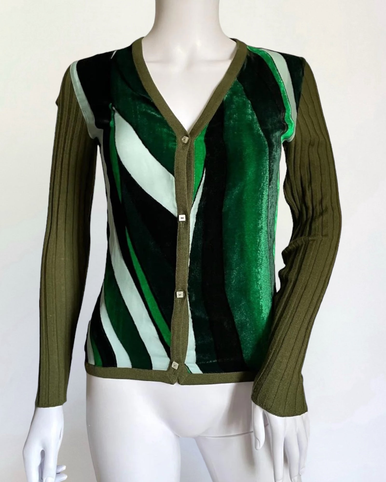 Gianni Versace Couture Green Velvet Cardigan, FW 2000