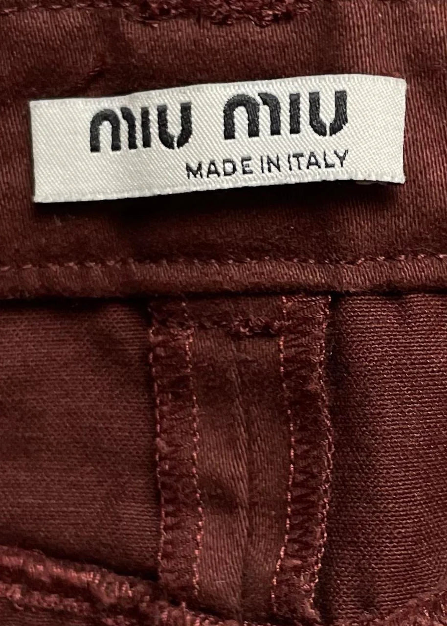 Miu Miu Box Pleat Burgundy Skirt, c. 2000s
