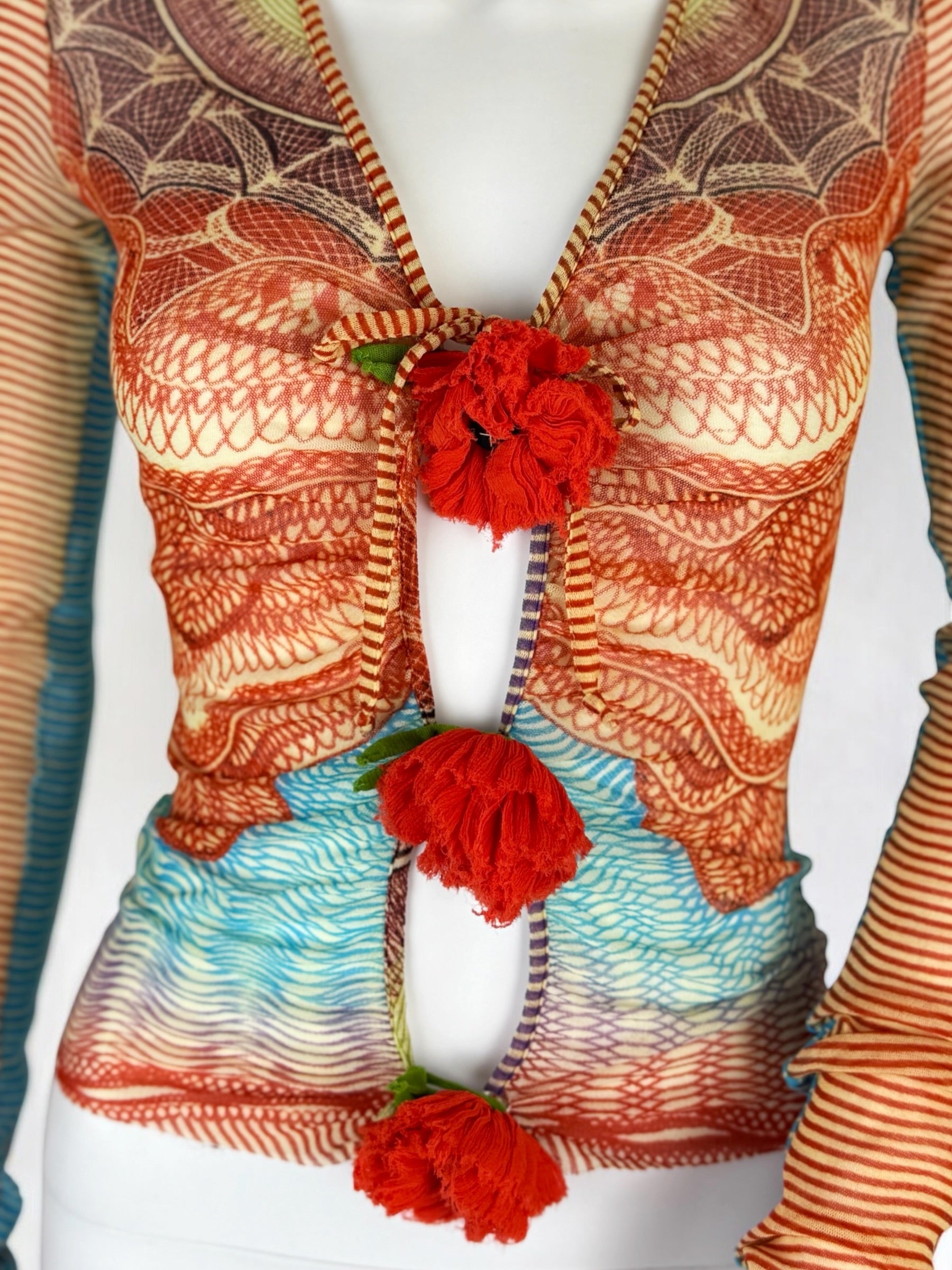 Jean Paul Gaultier Flower Corsage Mesh Top, 1990s
