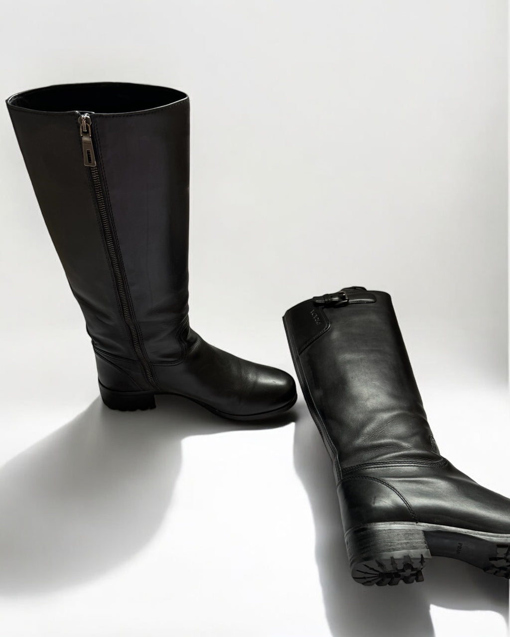 Prada Sport Black Leather Knee High Boots, c. 2000s