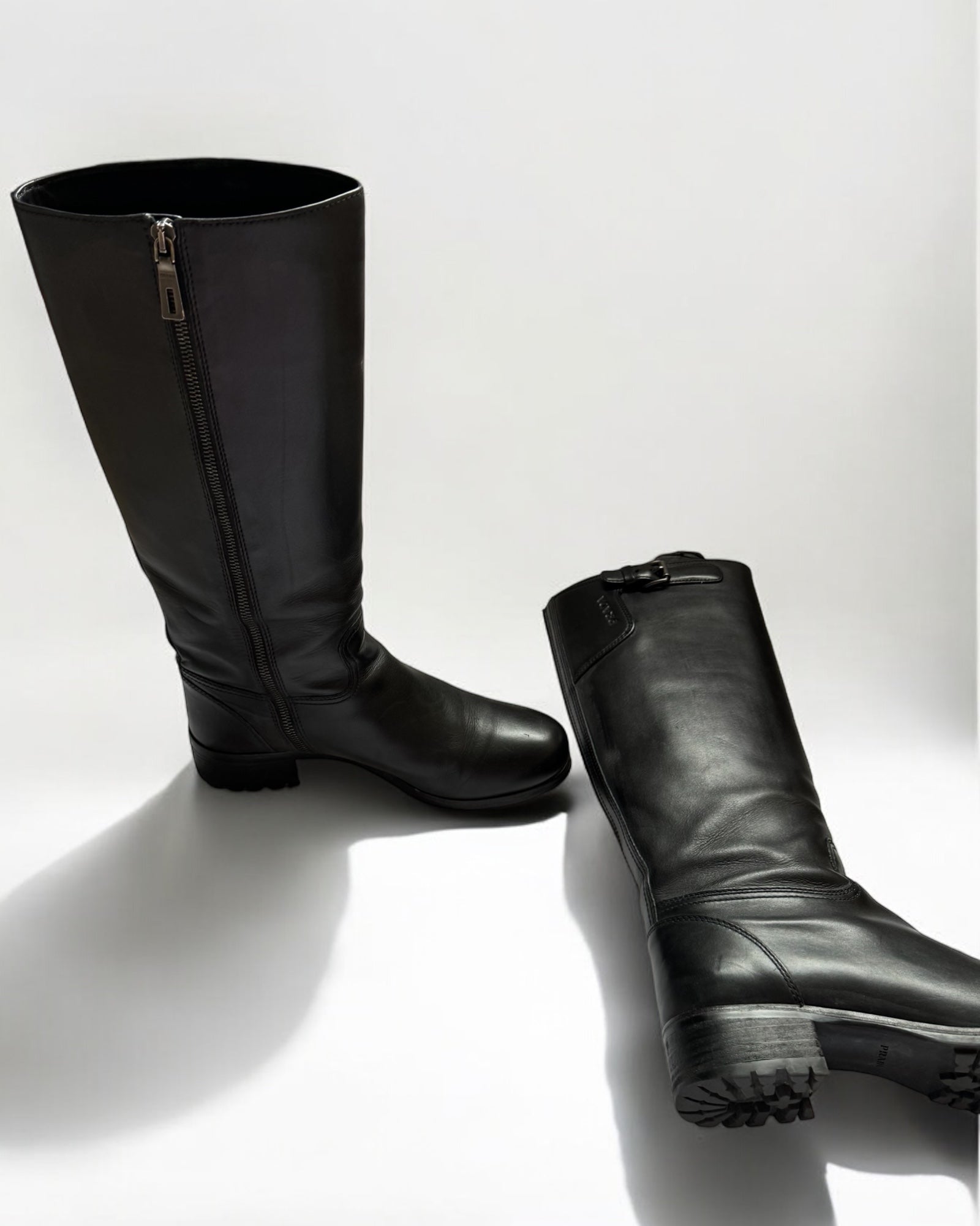 Prada Sport Black Leather Knee High Boots, c. 2000s