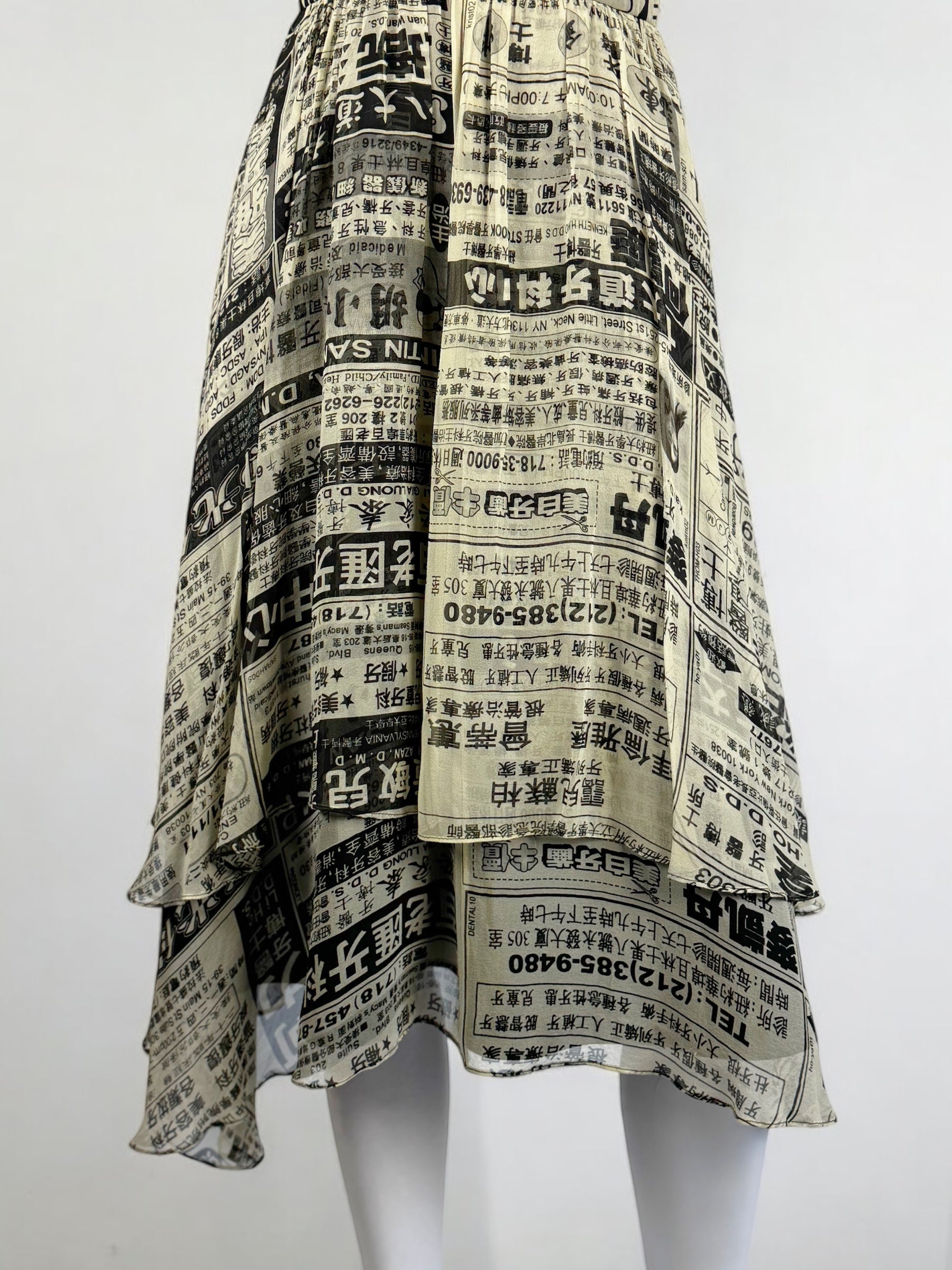 Betsey Johnson Silk Chinese Newspaper Dress, SS 2005