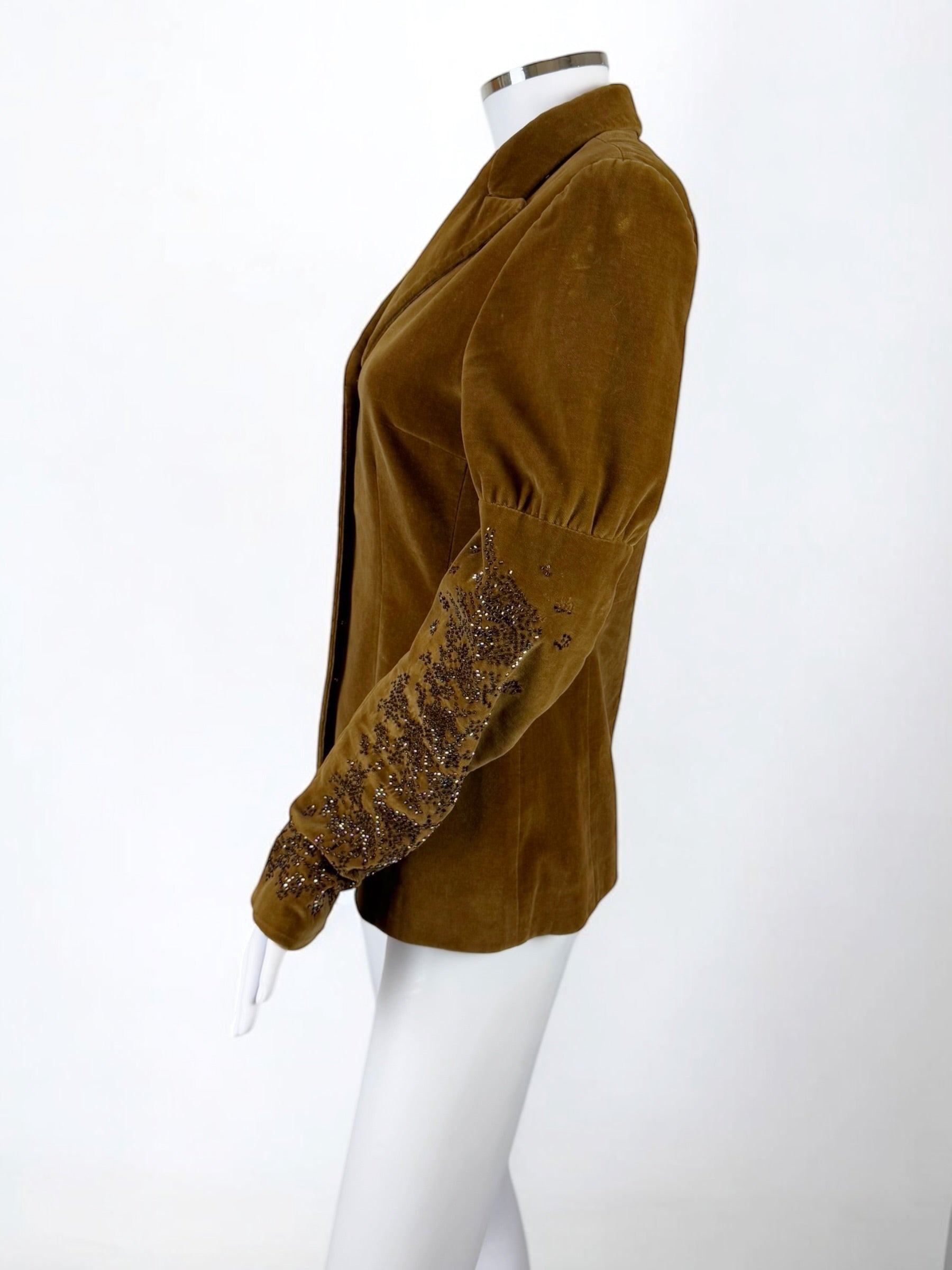 Dries Van Noten Brown Velvet Beaded Blazer, FW 1999
