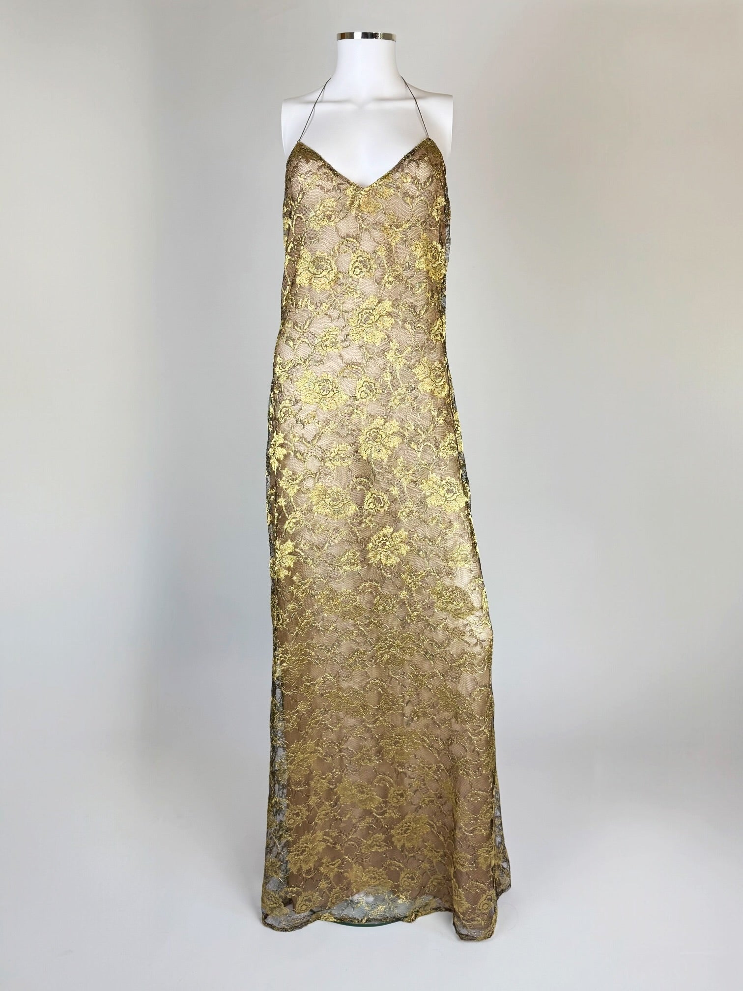 Ralph Lauren Gold Lace Gown, FW 1996
