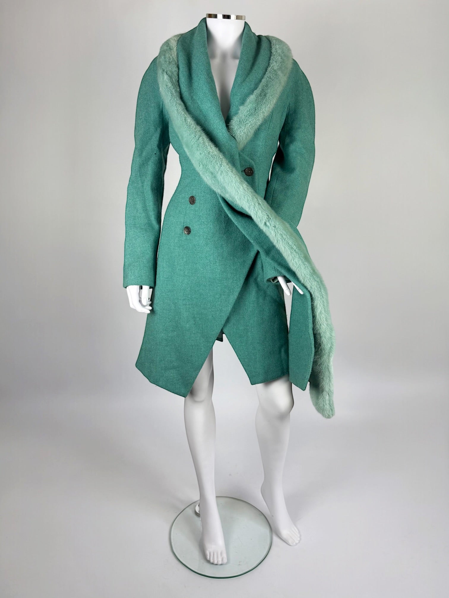Christian Dior by John Galliano Wool and Mink Fur Coat, FW 1998