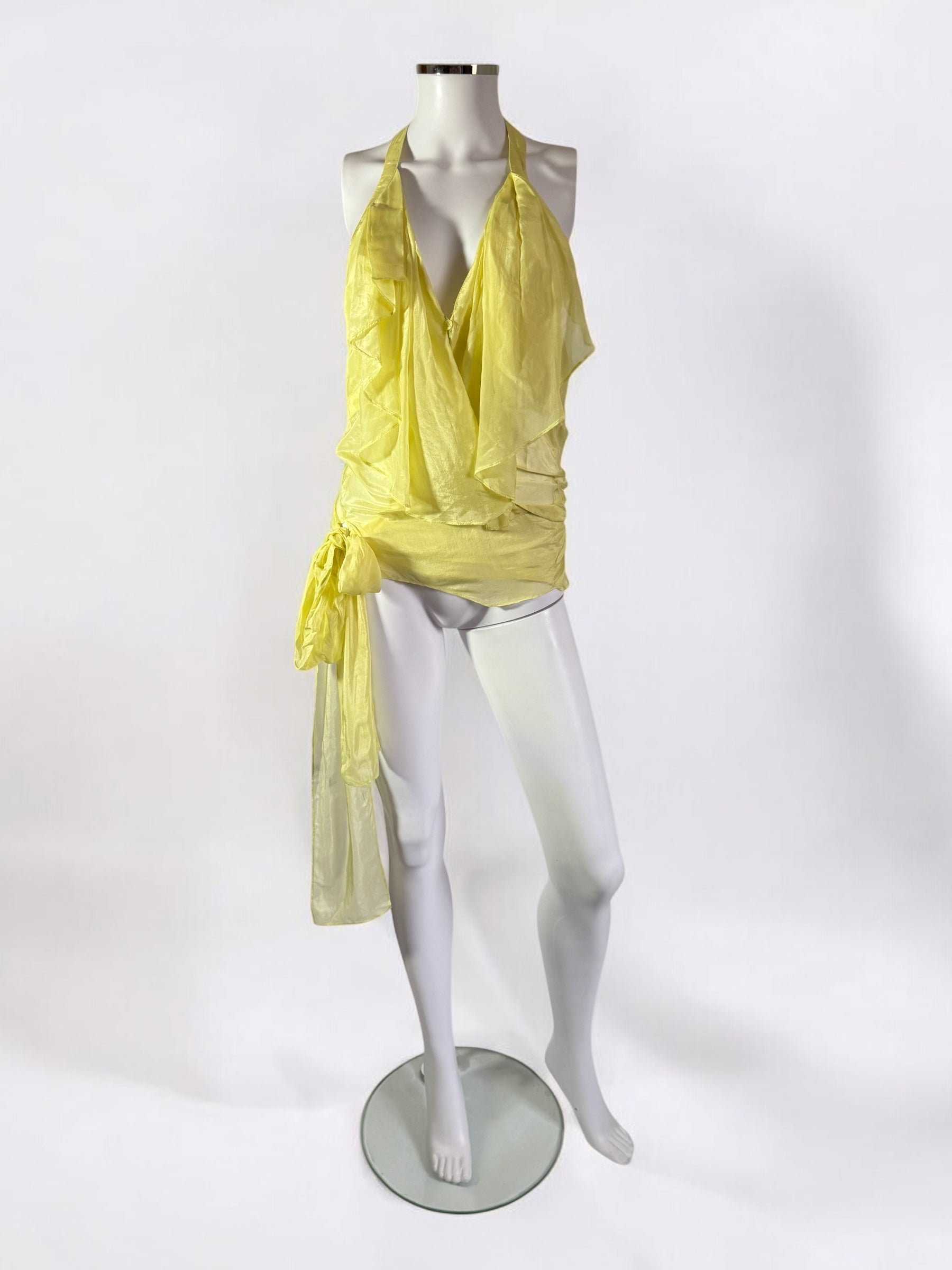 Gucci by Tom Ford Yellow Silk Ruffle Blouse, 2004