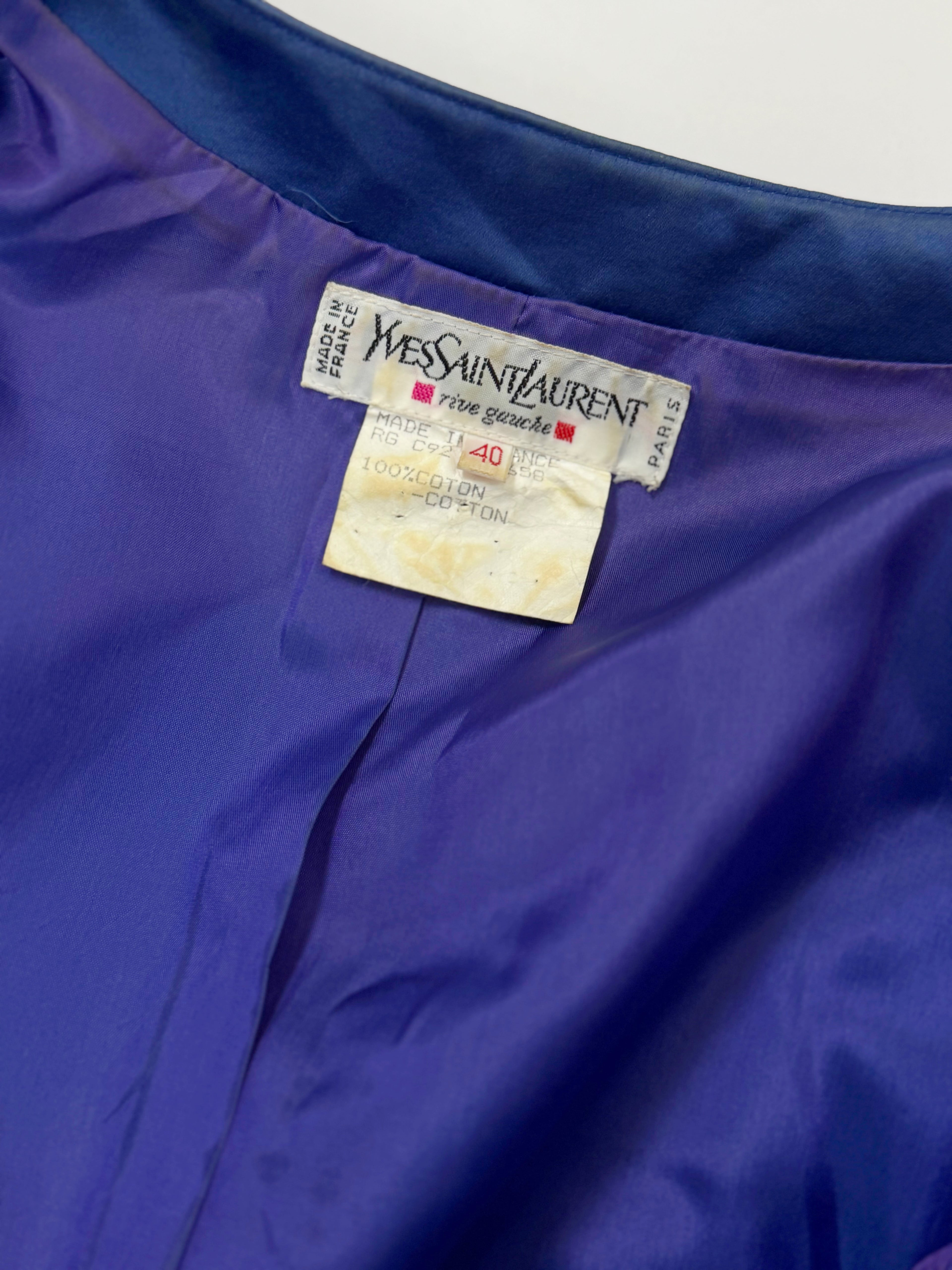 Yves Saint Laurent Rive Gauche Cotton Satin Jacket, c. Late 1980s