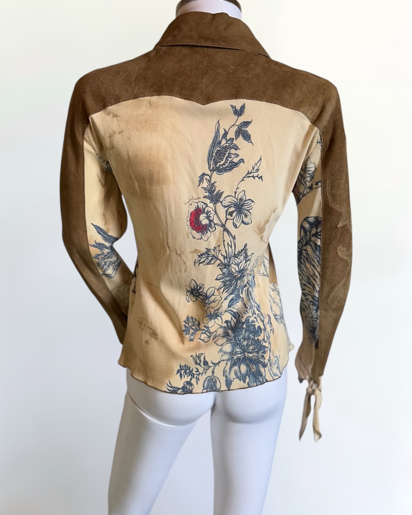 Roberto Cavalli Suede and Silk Tattoo Blouse, SS 2003