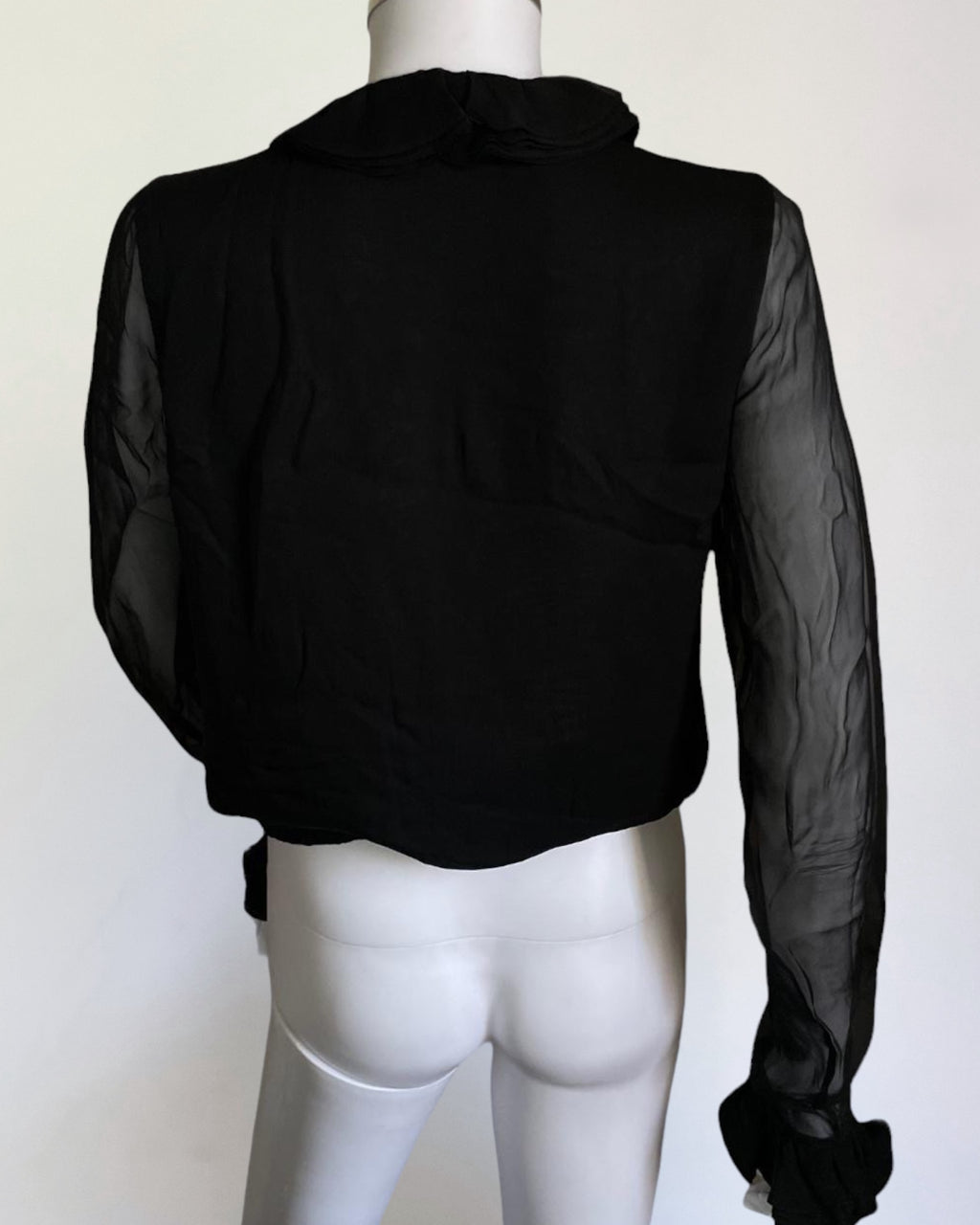 Gucci by Tom Ford Black Silk Ruffle Blouse, FW 2000