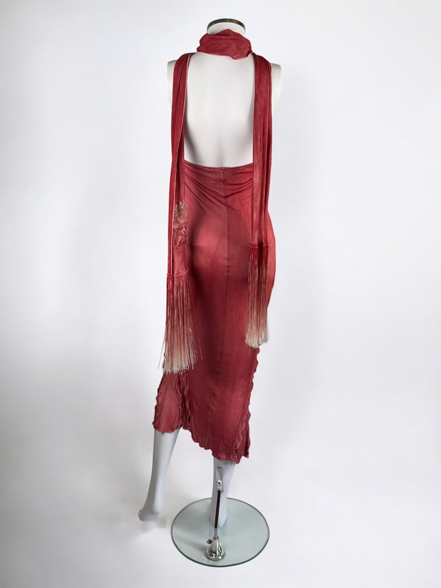 Roberto Cavalli CLASS Pink Embroidered Halter Dress, c. 2000s