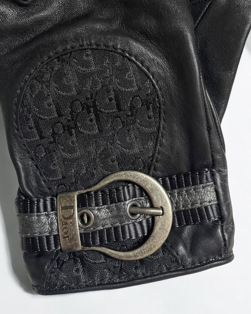Christian Dior by John Galliano Monogram Leather Gloves, c. 2000s