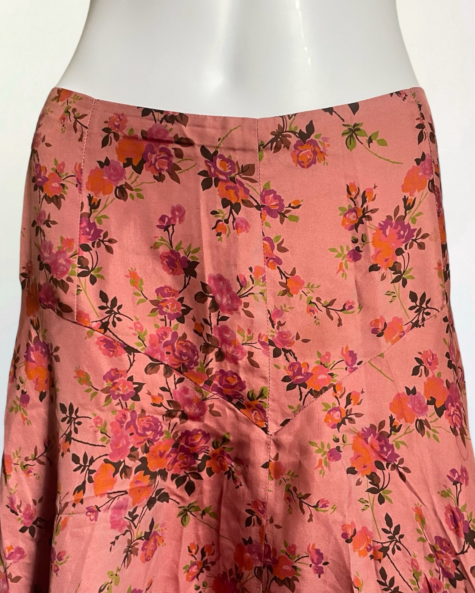 Dries Van Noten Pink Silk Floral Skirt, c. 1990s