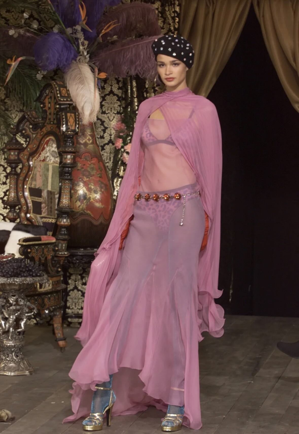 Dolce & Gabbana Lilac Silk Dress with Scarf, FW 2000