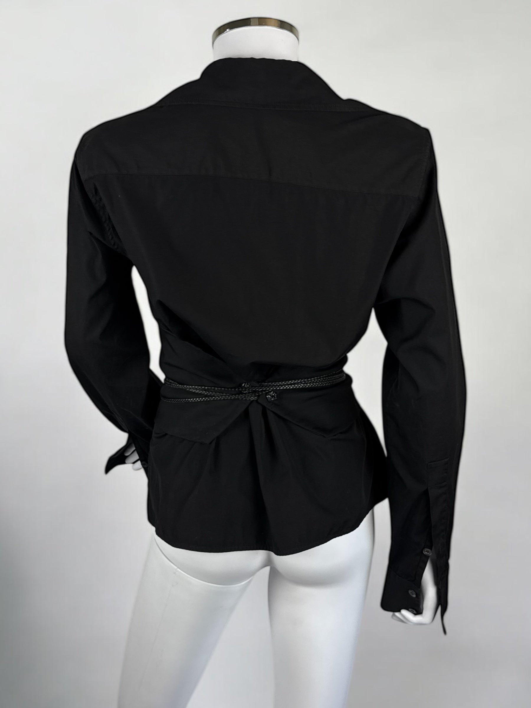 Gucci by Tom Ford Black Blouse w Obi Belt, FW 2002