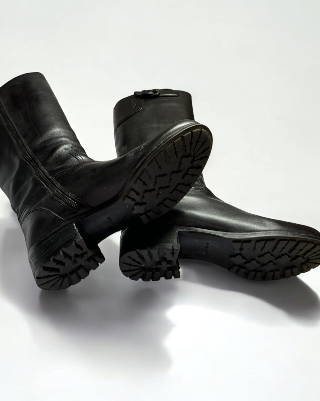 Prada Sport Black Leather Knee High Boots, c. 2000s